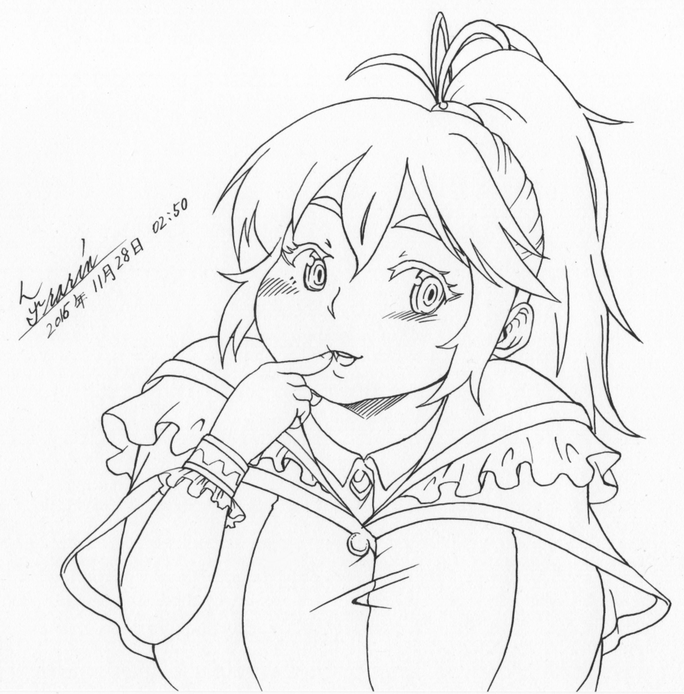 ふくよか娘②線画-1