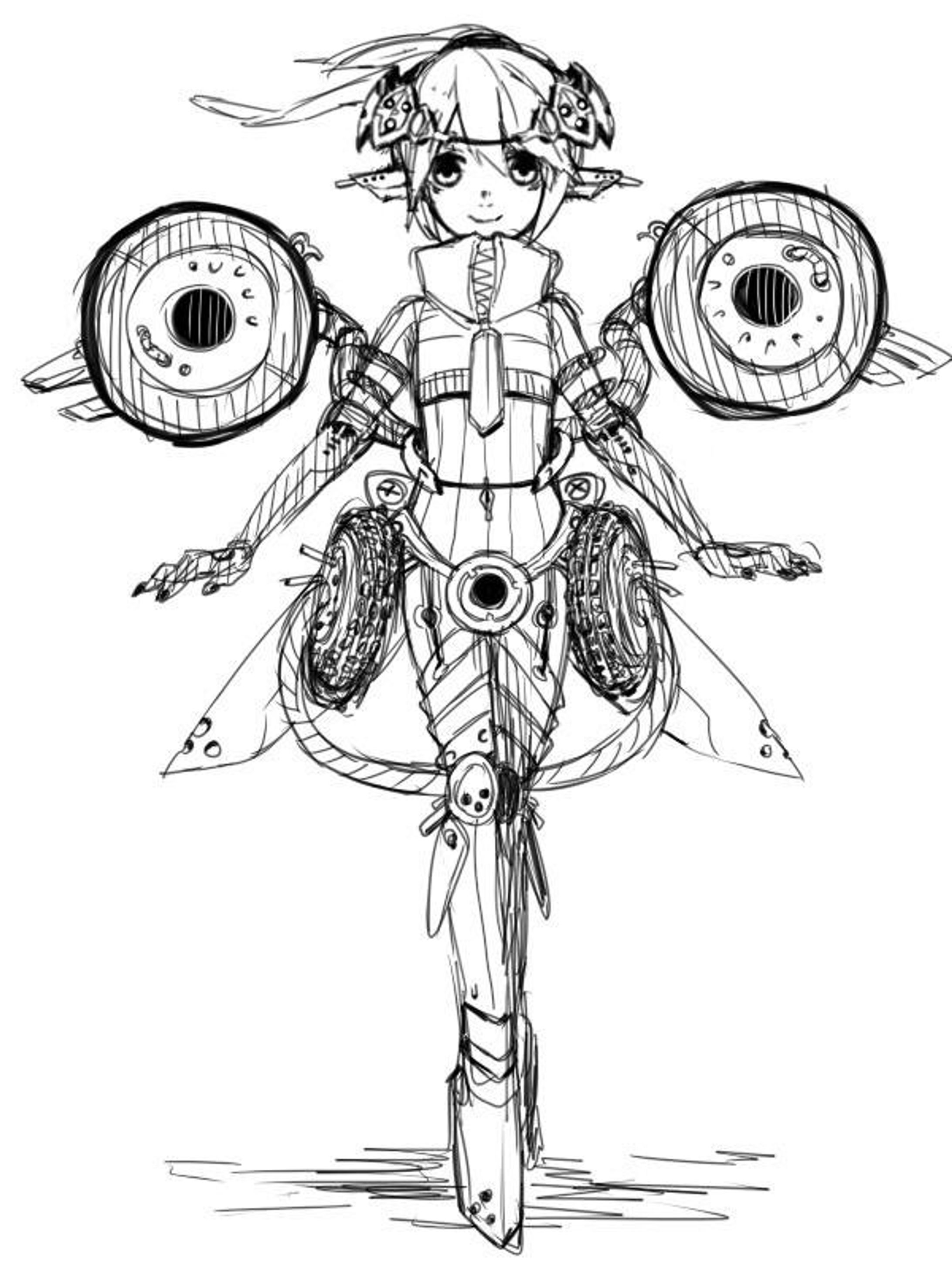 バイク擬人化ラフ-1