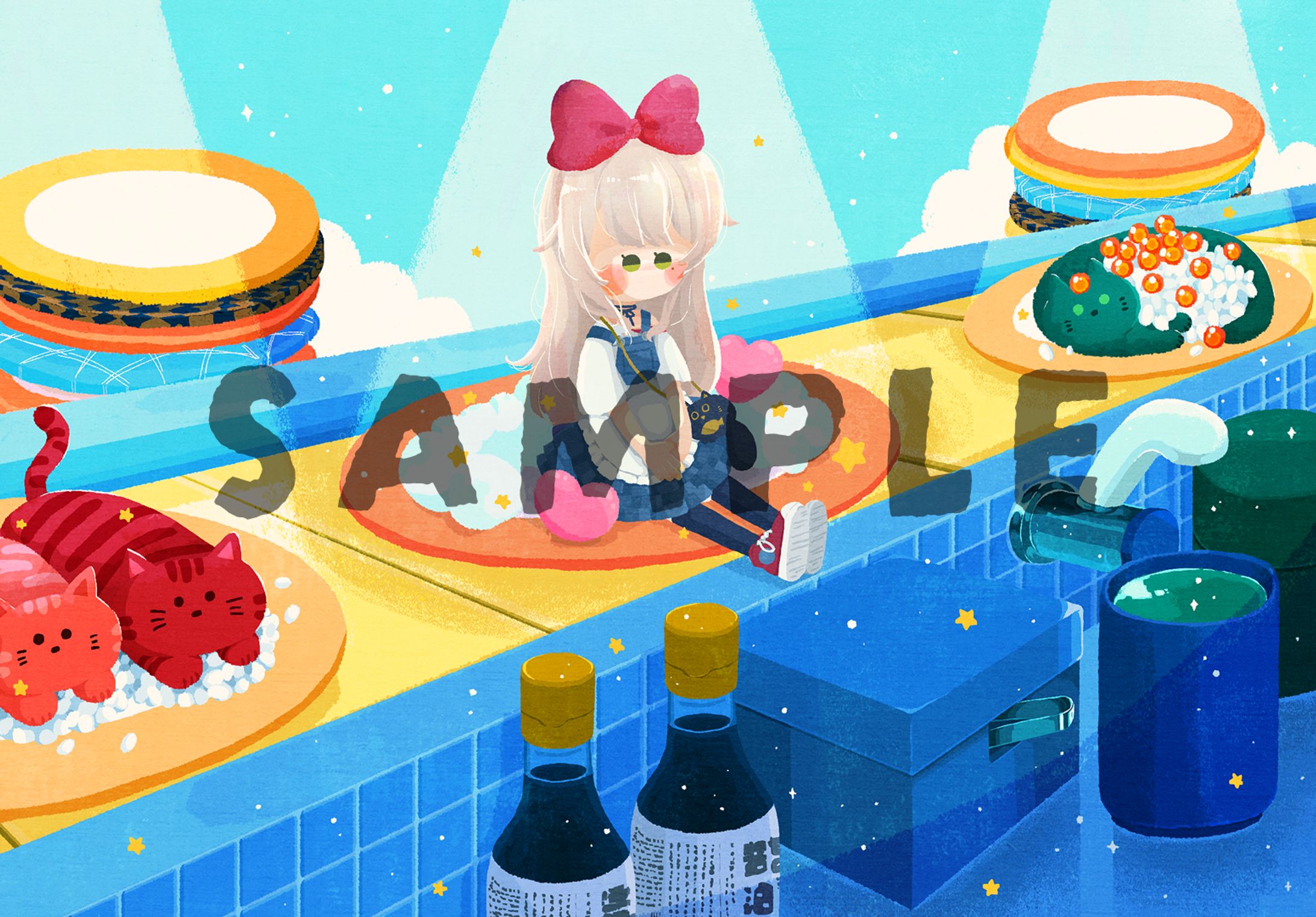 アクリルブロックイラスト / まぐろかわさしみ様　-1