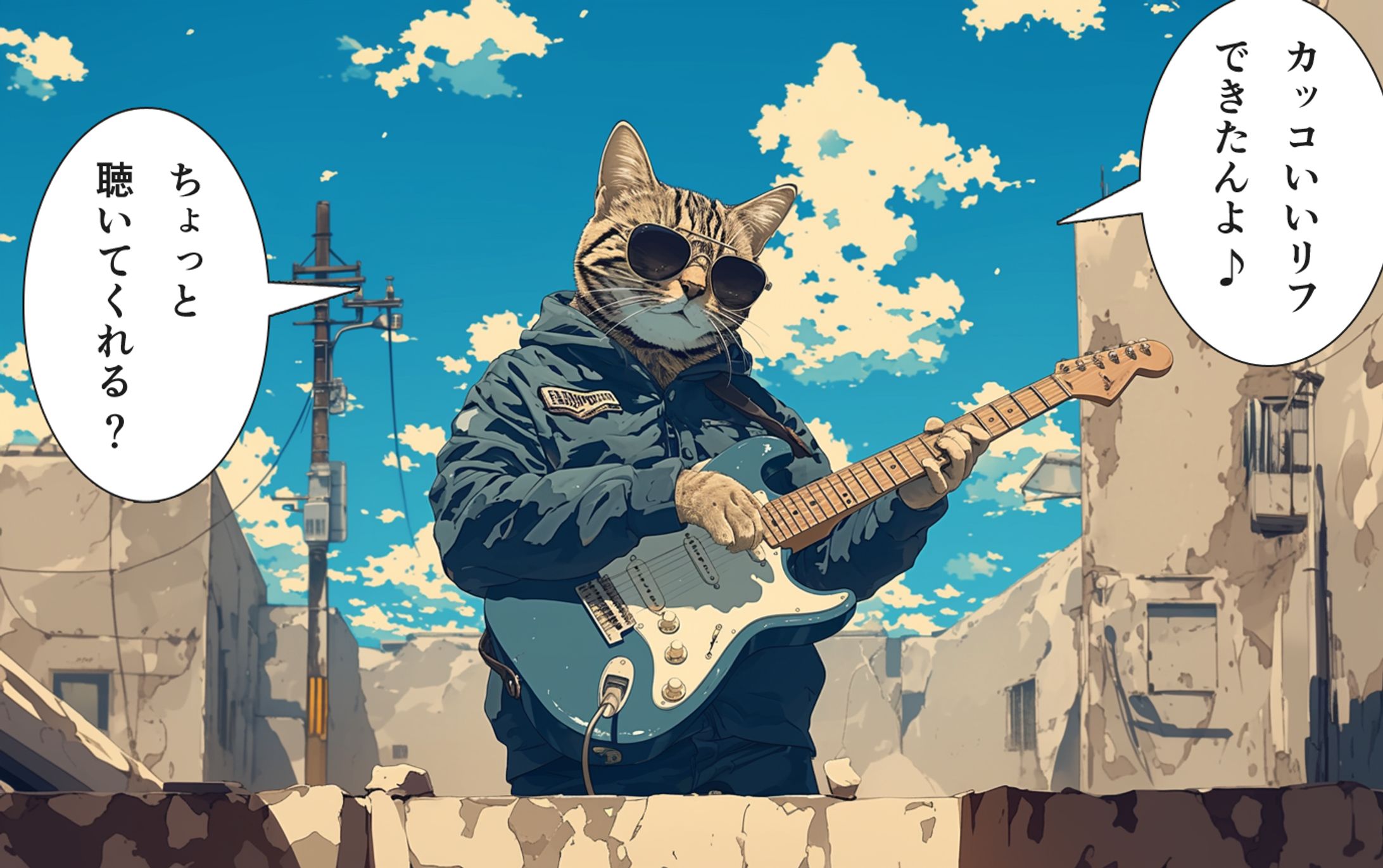 作曲中の野良猫ロック師匠-1