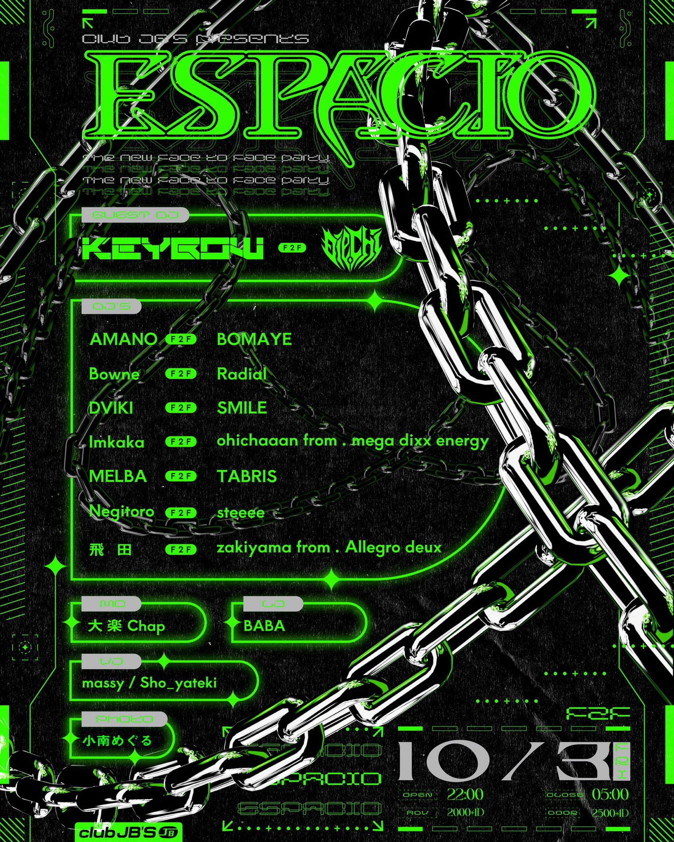 club JB'S presents ESPACIO - イベント出演（F2F）-1