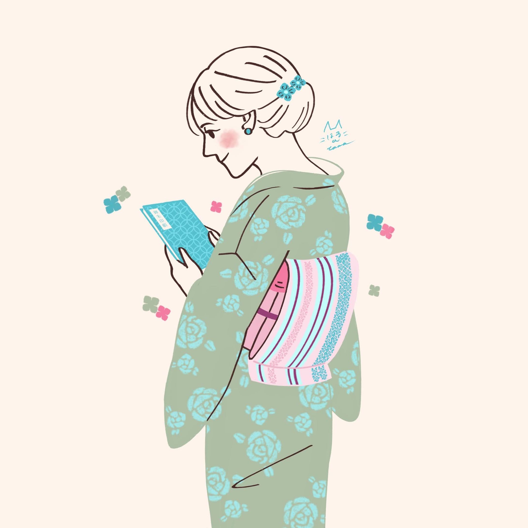 アイコンイラスト-きものと御朱印帳-1