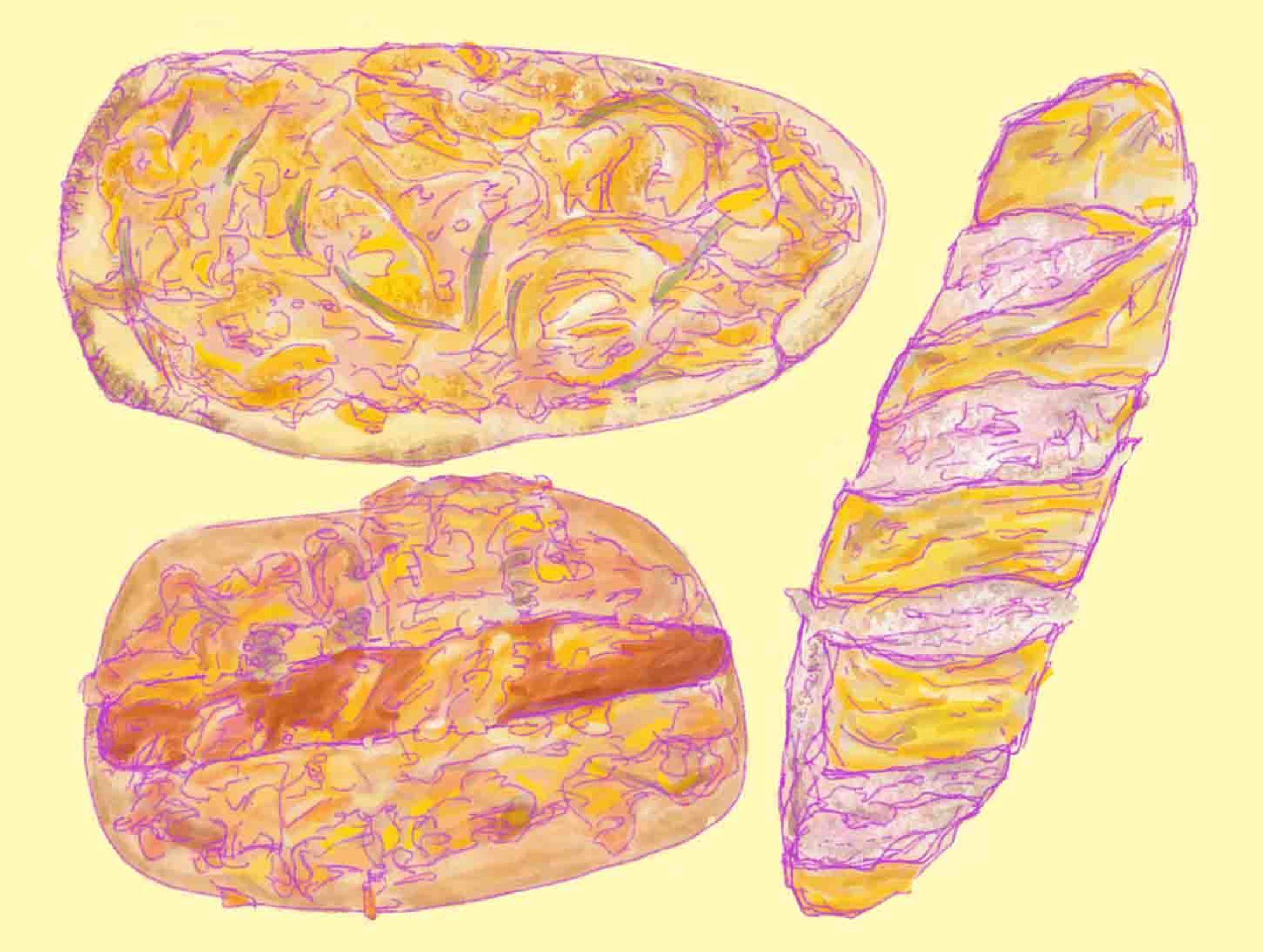 ソーセージパンとチーズフランスパンとピザパン-1