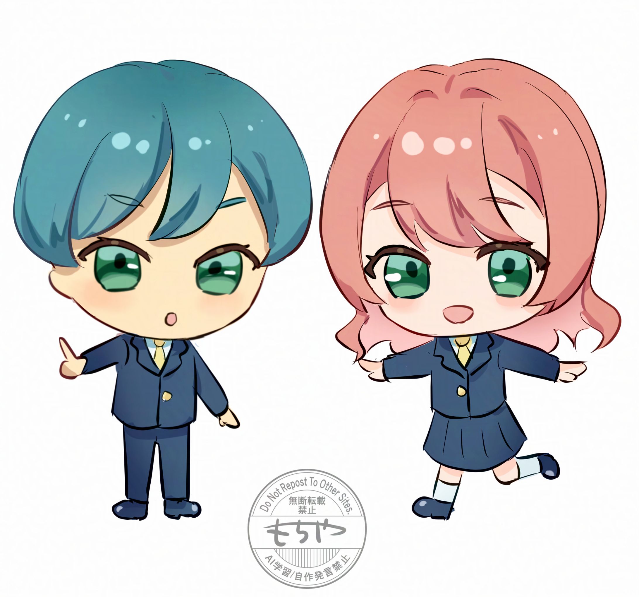 【original】Chibi samples(two-headed) 二頭身ミニキャラ-1