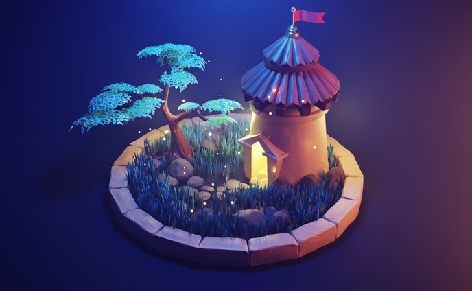 lowpoly game scene | 3d model