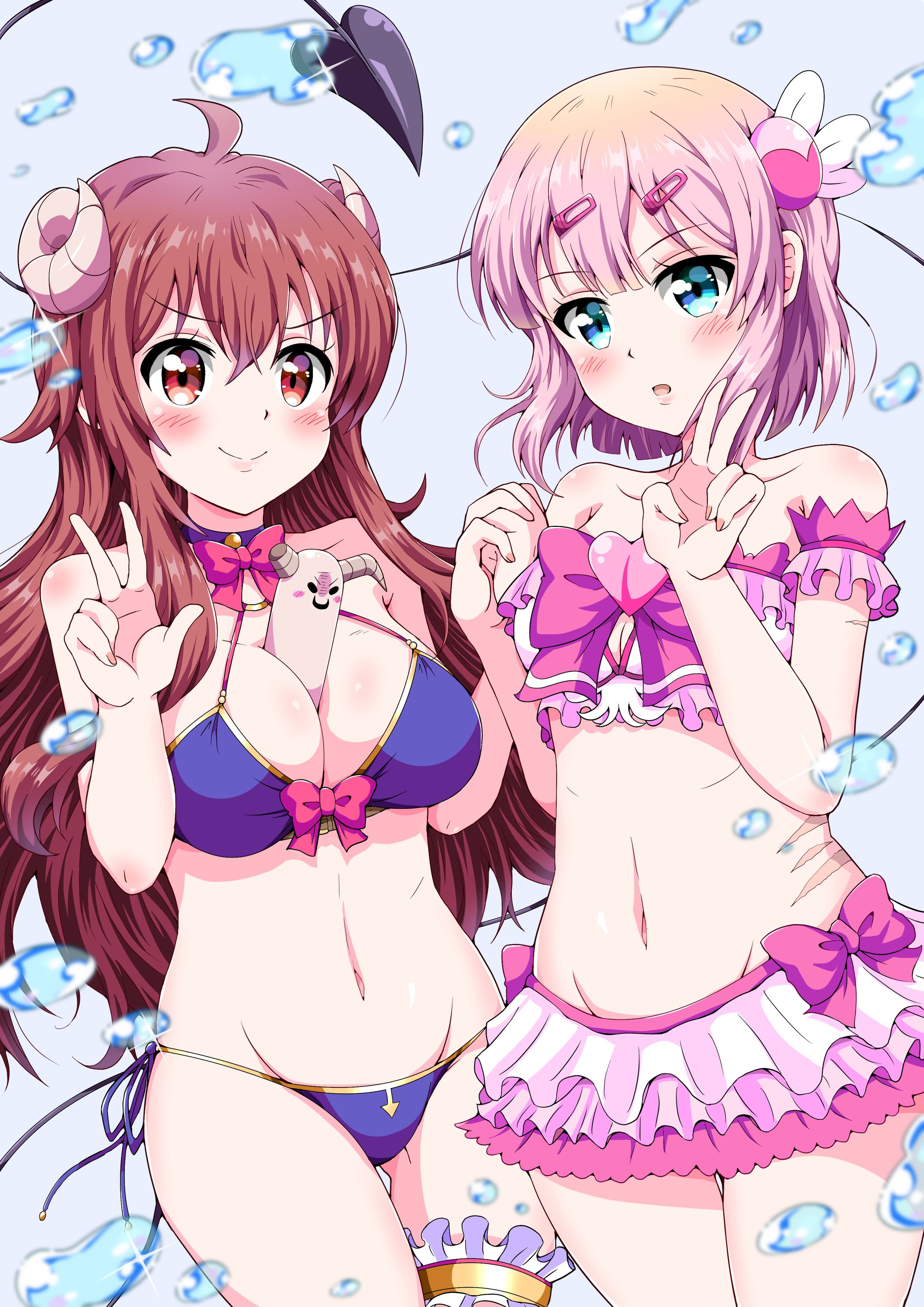 水着シャミ子&桃-1