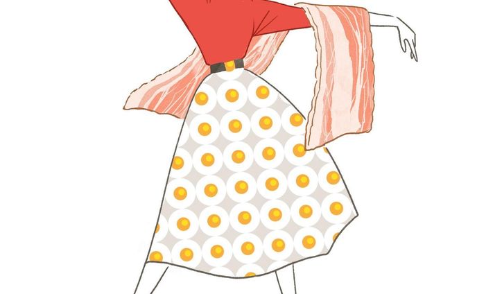 コードで書いた目玉焼き柄をイラストに組み込んでみたシリーズ。

コーディング難しいけどキッチリした模様描けるから楽しい！

#p5js 
#illustration 
#baconeggs 
#イラスト
#ベーコンエッグ