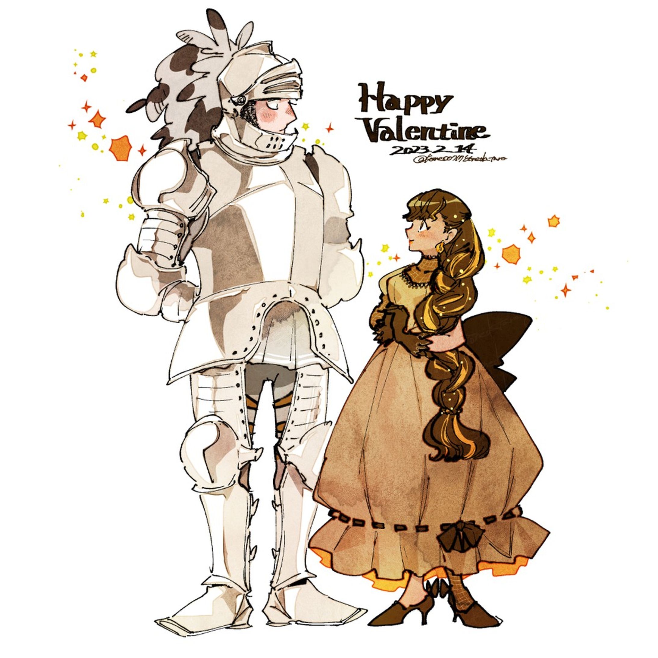 ミルクの騎士とカカオの姫🐄🍫
＃valantinesday #clipstudiopaint-1