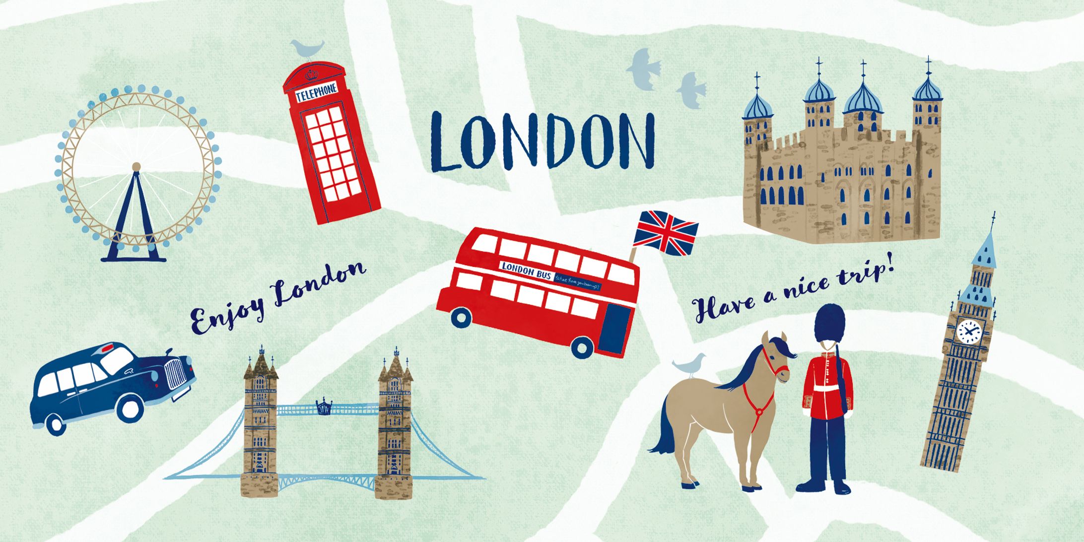 イギリス・ロンドンのイラストマップ-1