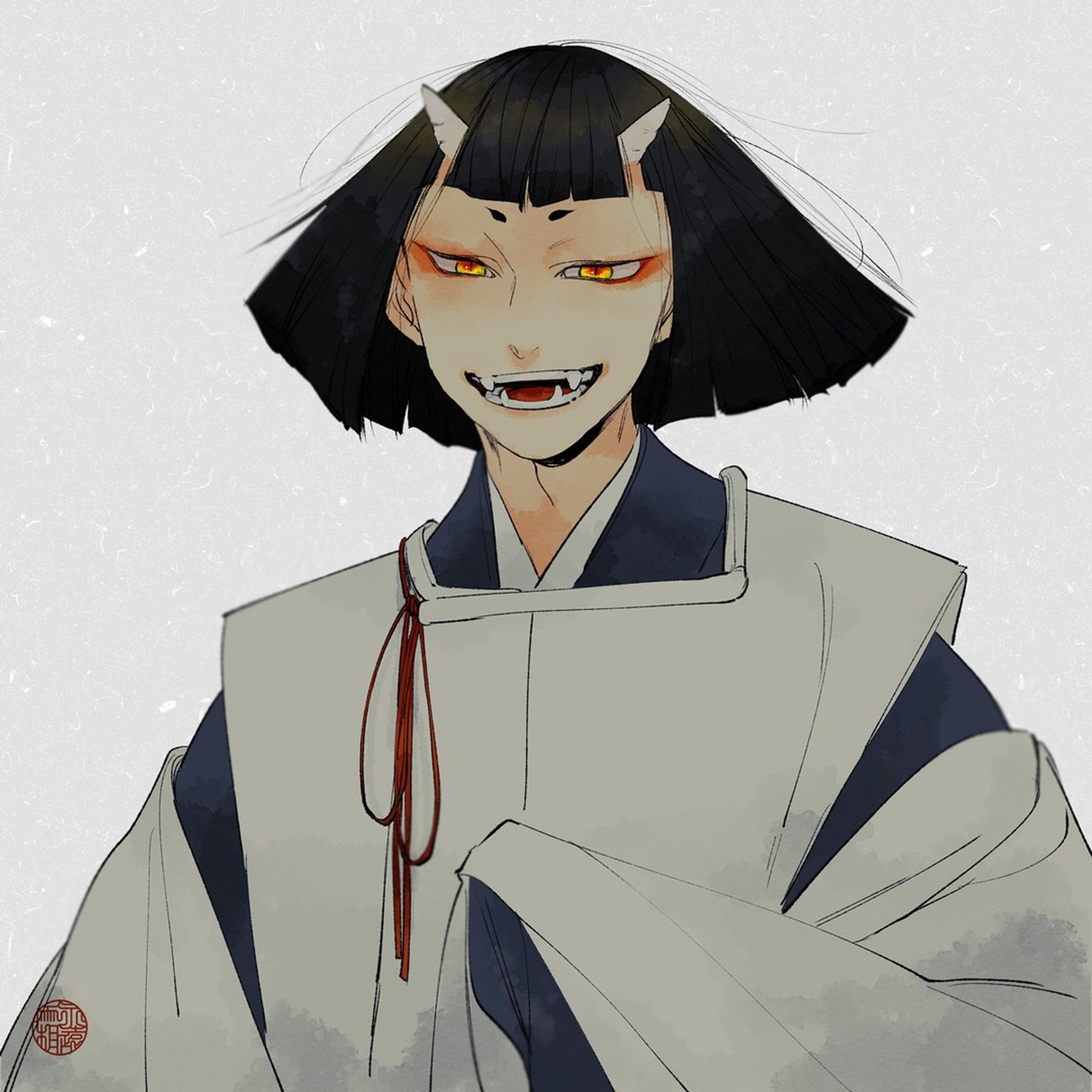 #illustration #drawing #和風 #着物 #kimono #鬼 #oni #水干 #イラスト #illust-1
