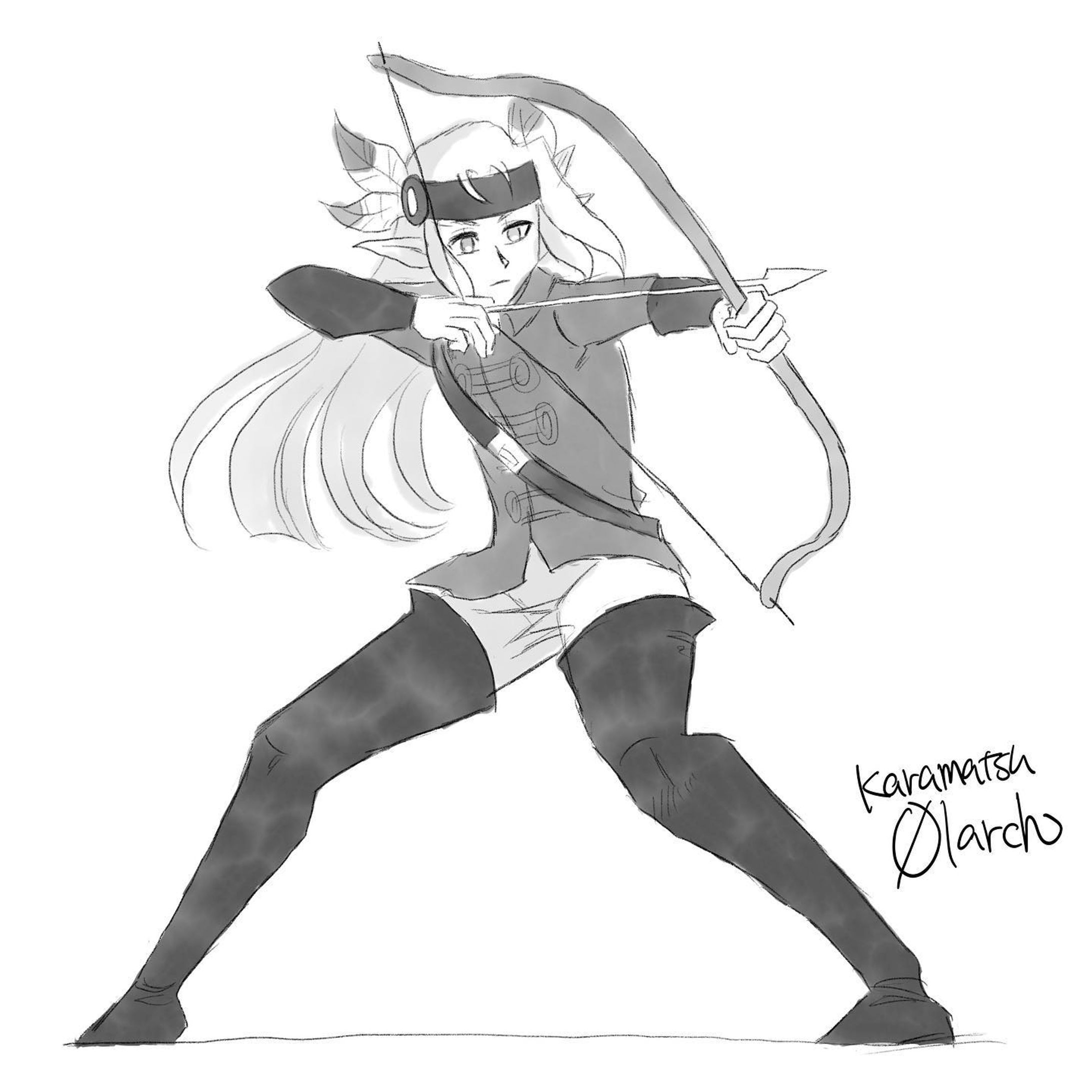 弓使い「ええええ」。pan様のポーズをスケッチしました。
#イラスト
#オリジナルイラスト
#一次創作
#一次創作イラスト
#AdobeFresco-1