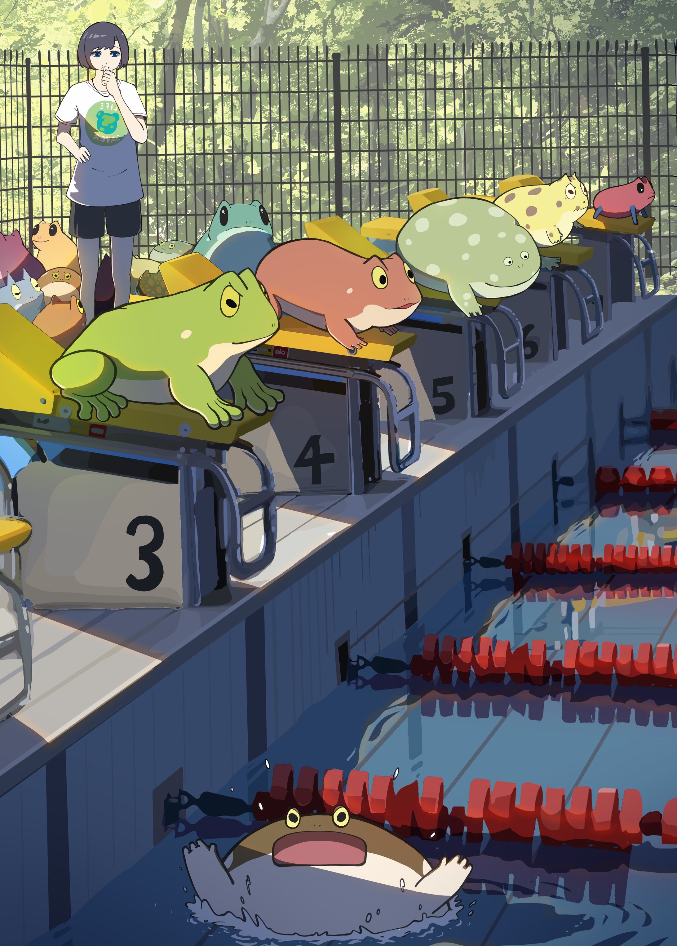 カエルだらけの水泳大会-1