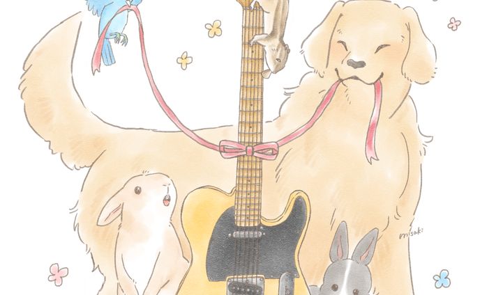 漫画　イラスト、guitar