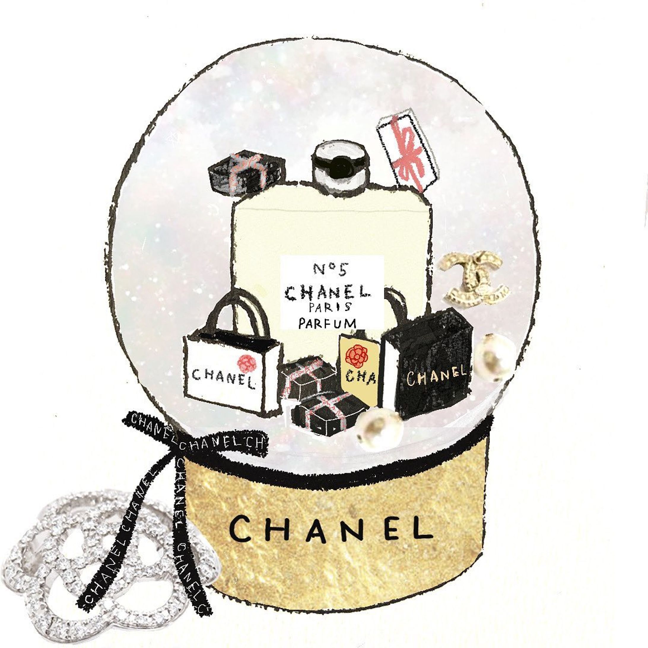 Hope you have a wonderful day. 

#Christmas
#chanel 
#illustration#snowdome
#chanelno5-1