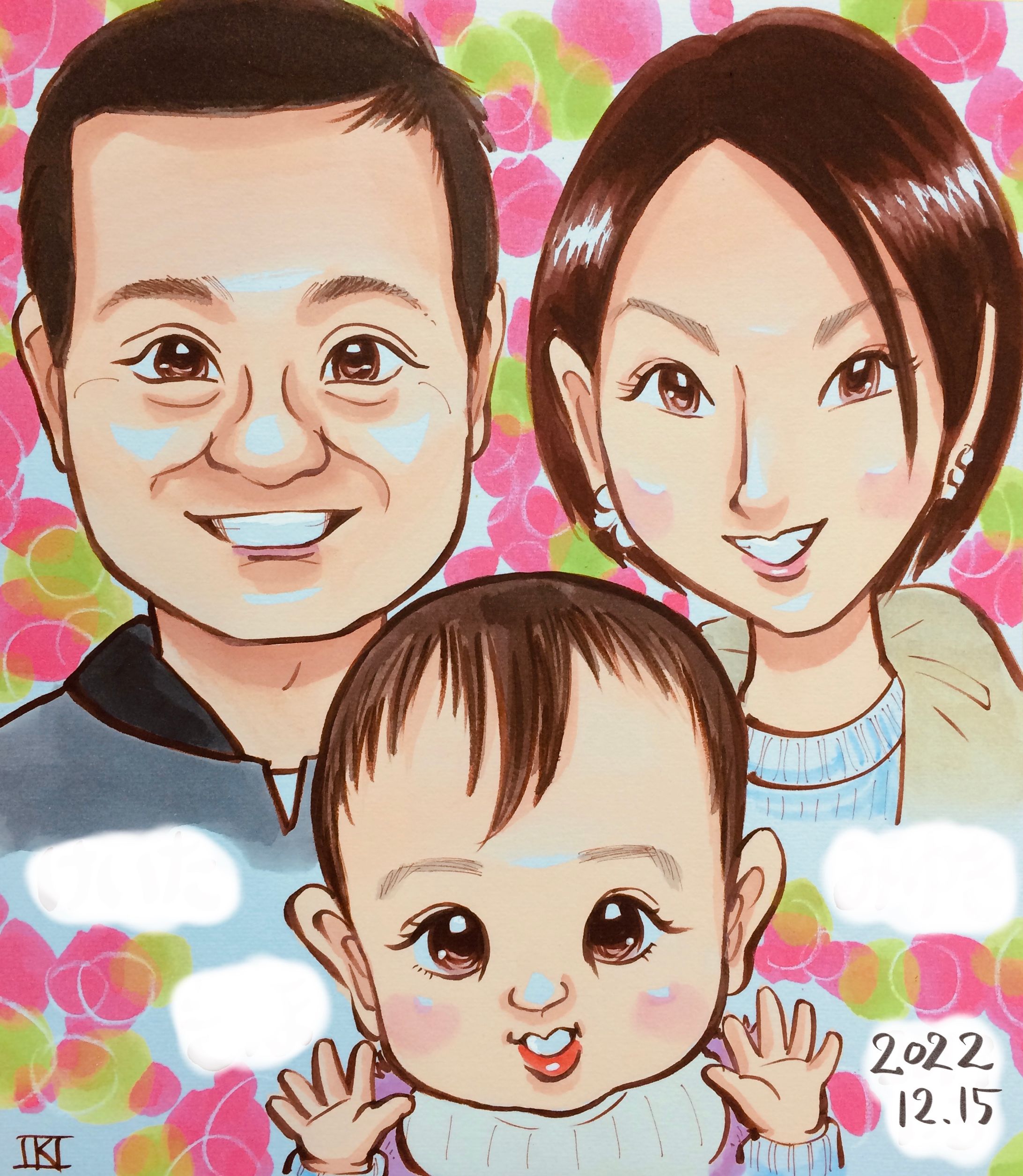 アナログファミリー似顔絵-1