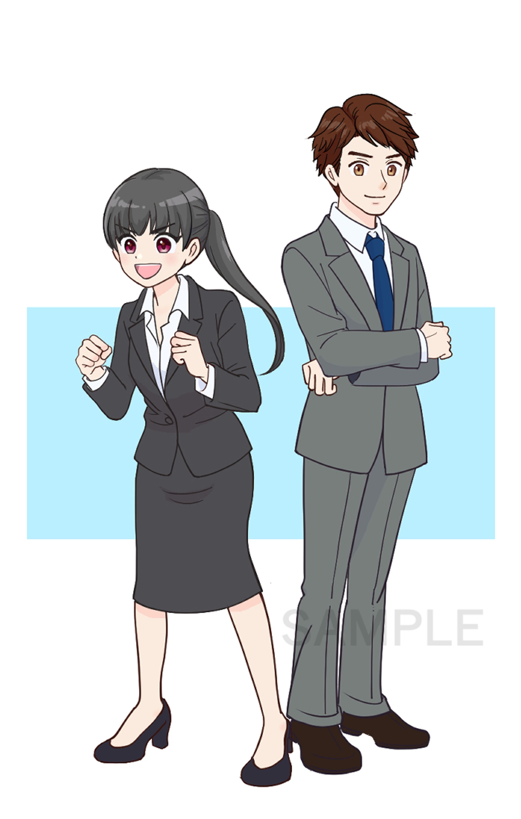 サンプルイラスト：ビジネス男女-1