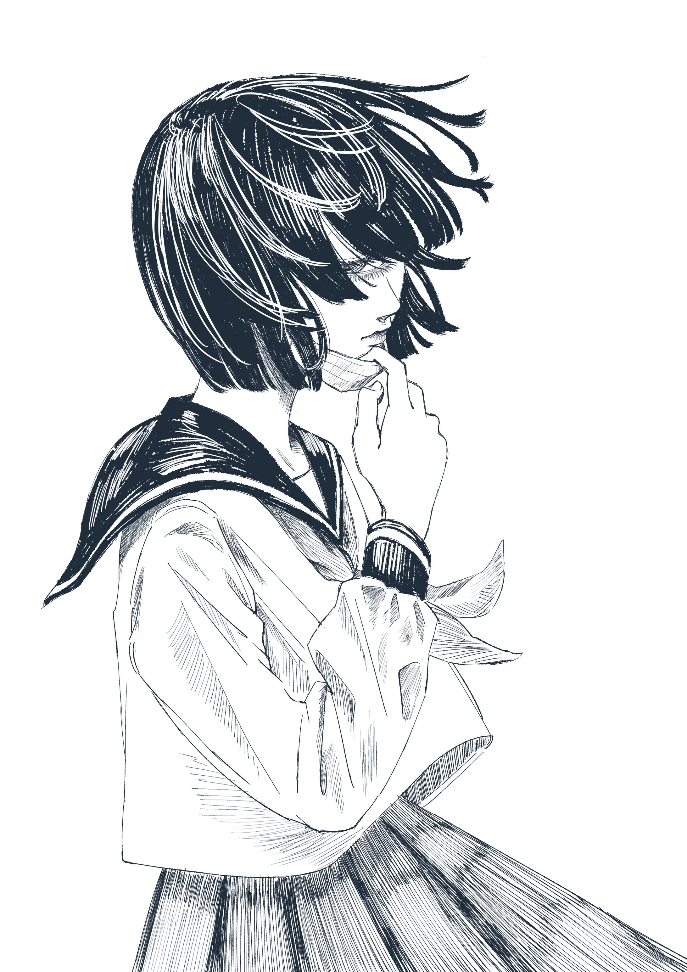 【創作】ペン画風イラスト-1