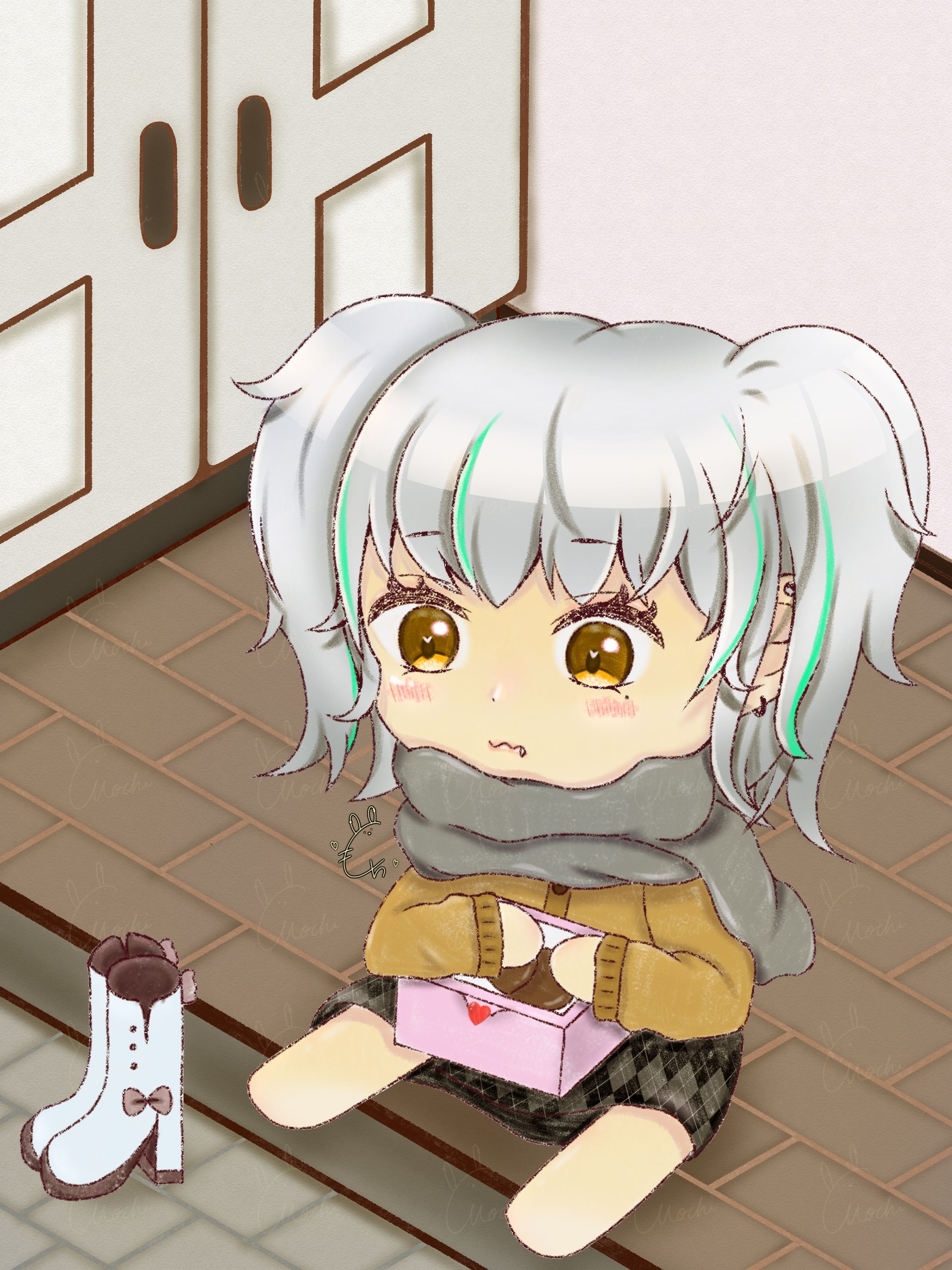 もち🤍🐰バレンタイン/SD(ミニキャラ)1枚絵-1