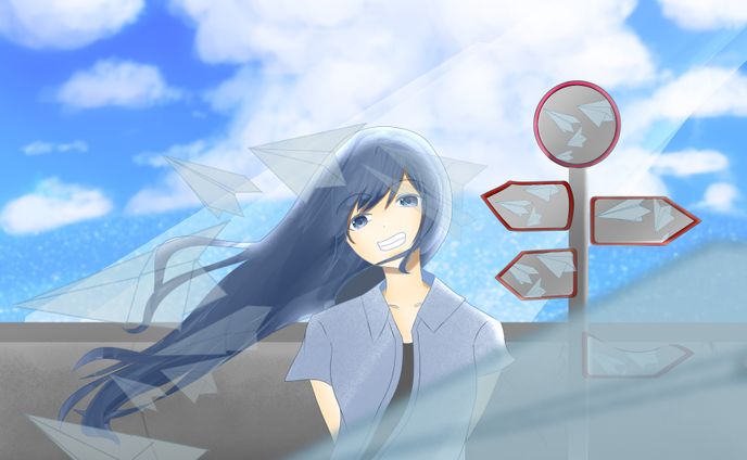 海と少女と紙飛行機