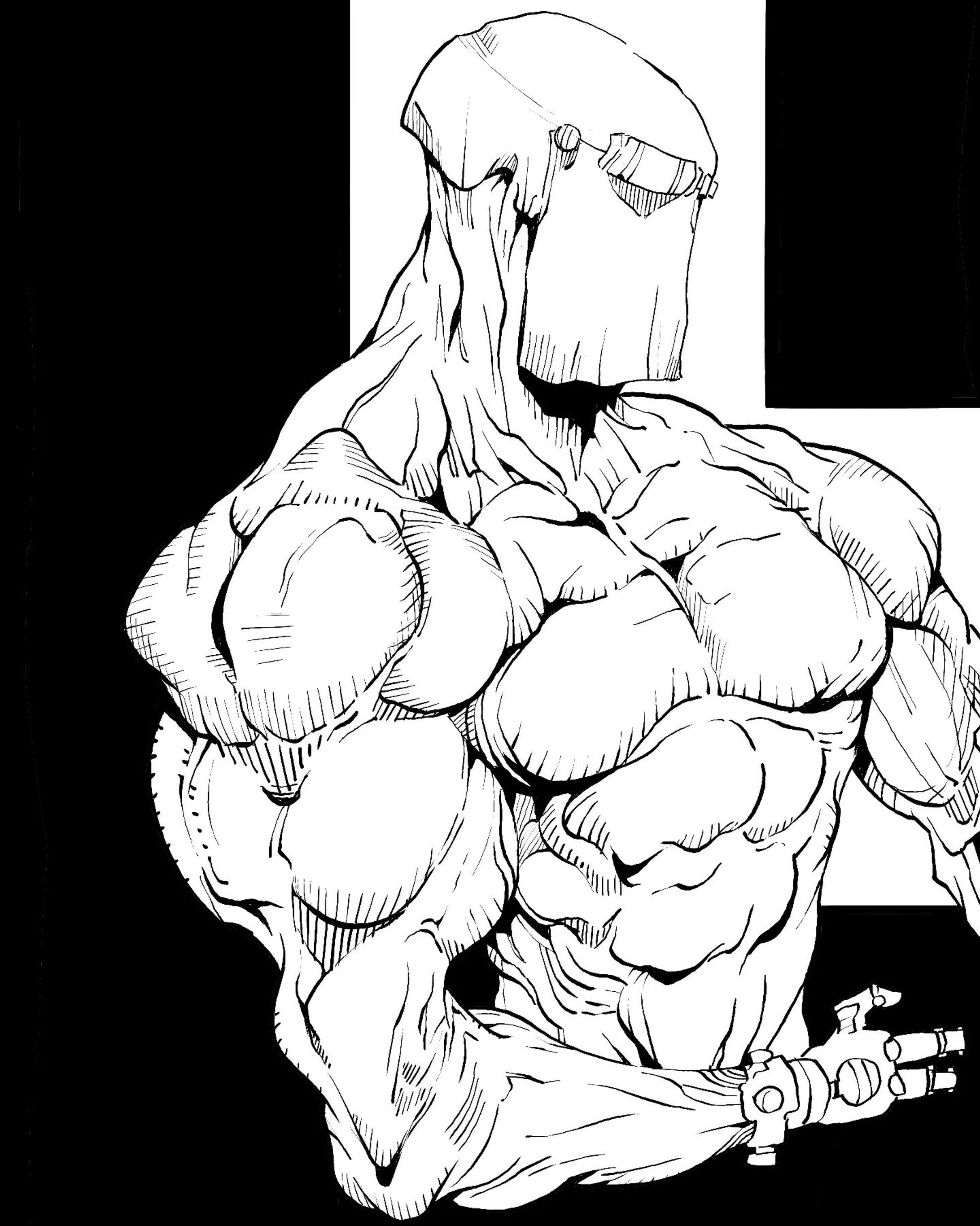 #art #draw #drawing #digitalinking #digitalillustration #digitalart #blackandwhite #muscle#イラスト#イラストレーター#cyberpunk #サイバーパンク-1