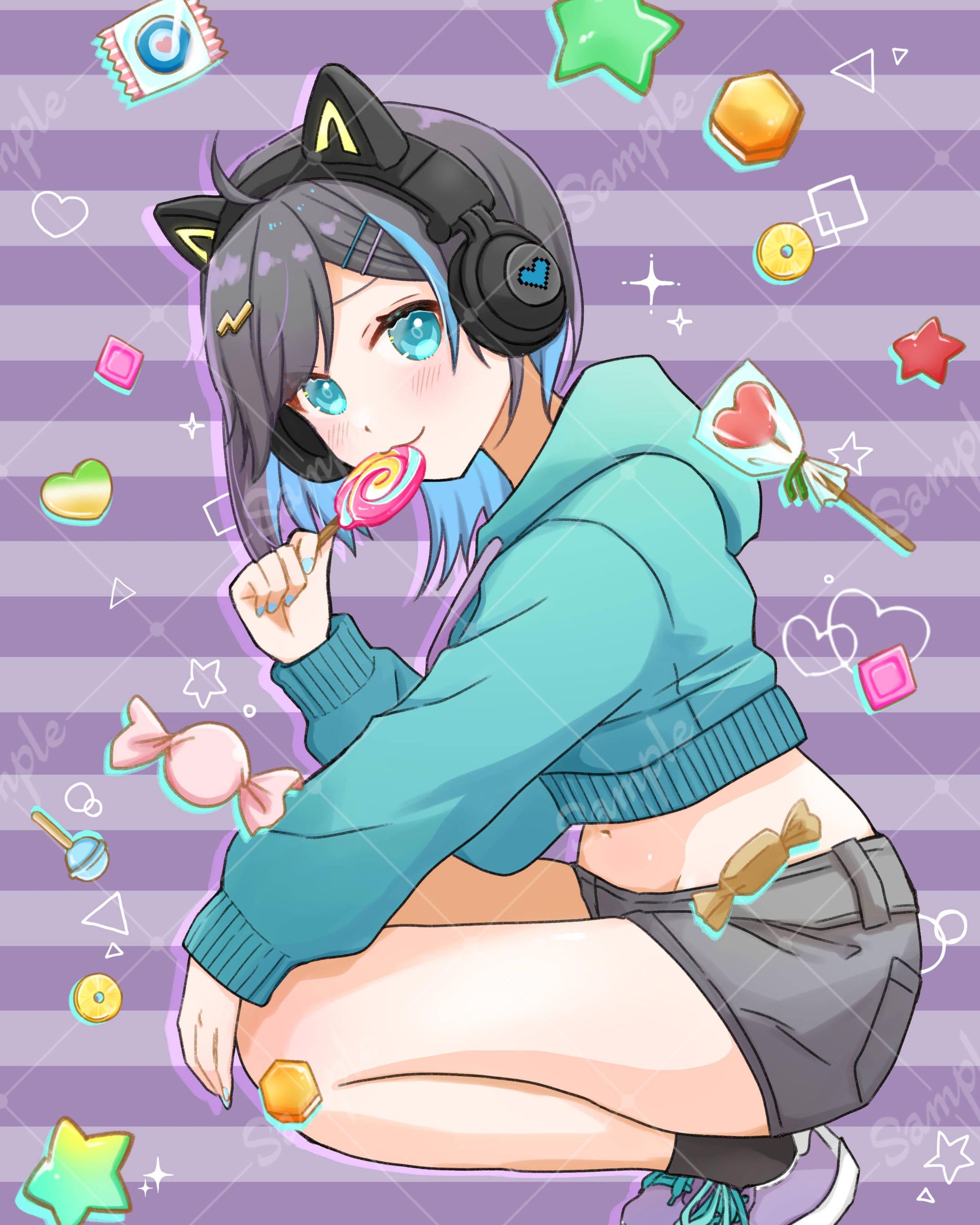 🍬お菓子×猫耳ヘッドホン娘🍭-1