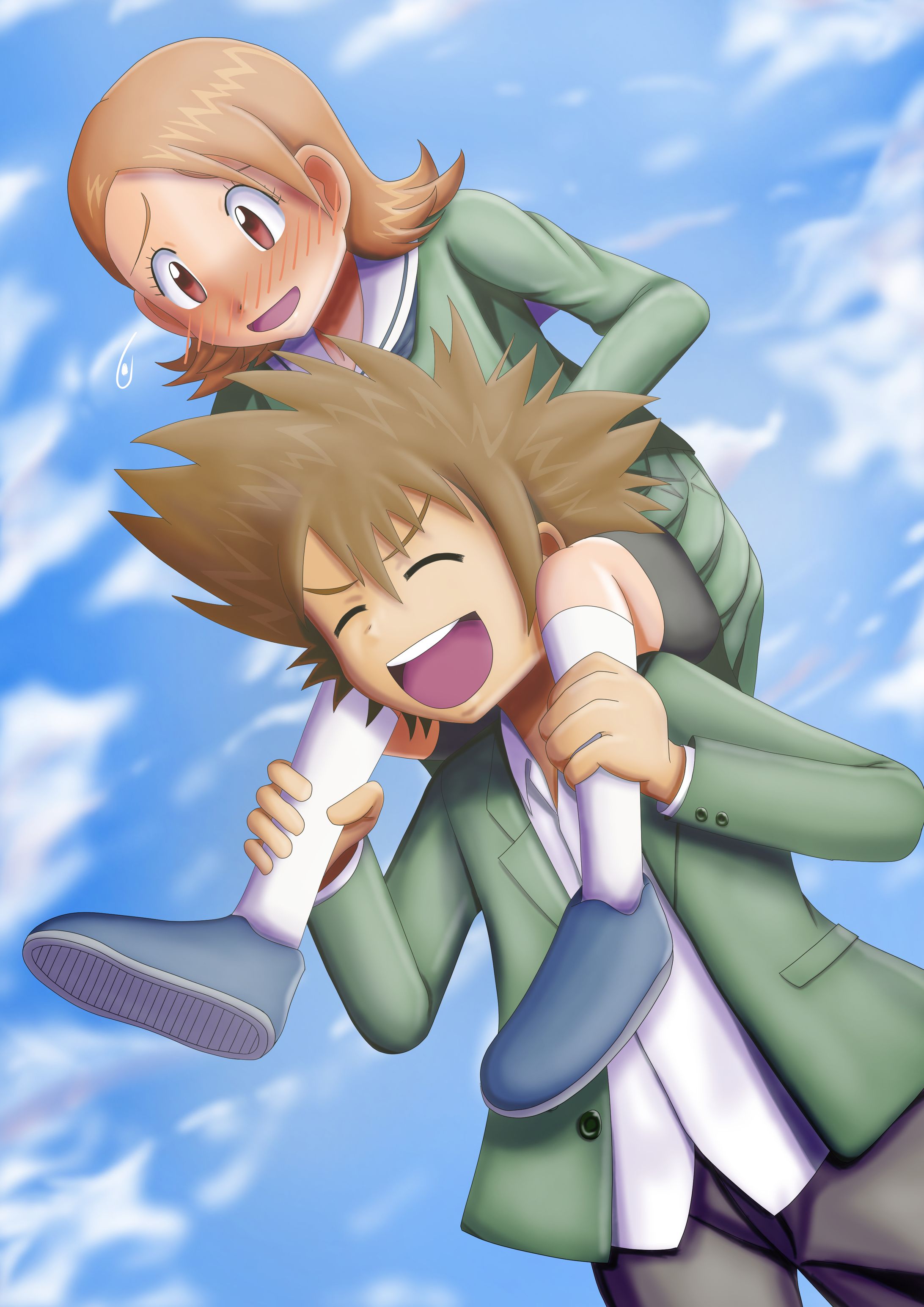 リクエストイラスト（中学生の八神太一と武之内空）-1