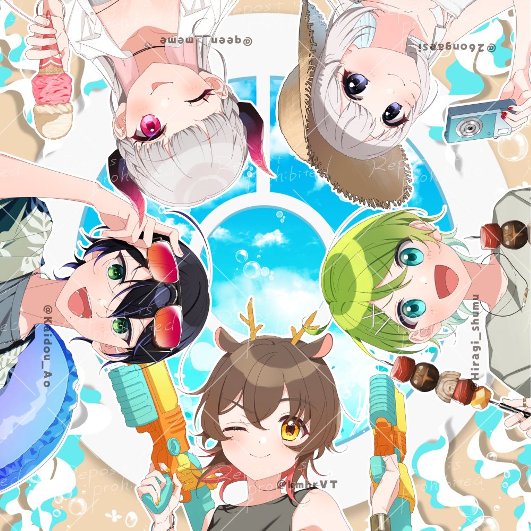 冷蔵子ファミリー集合イラスト-1