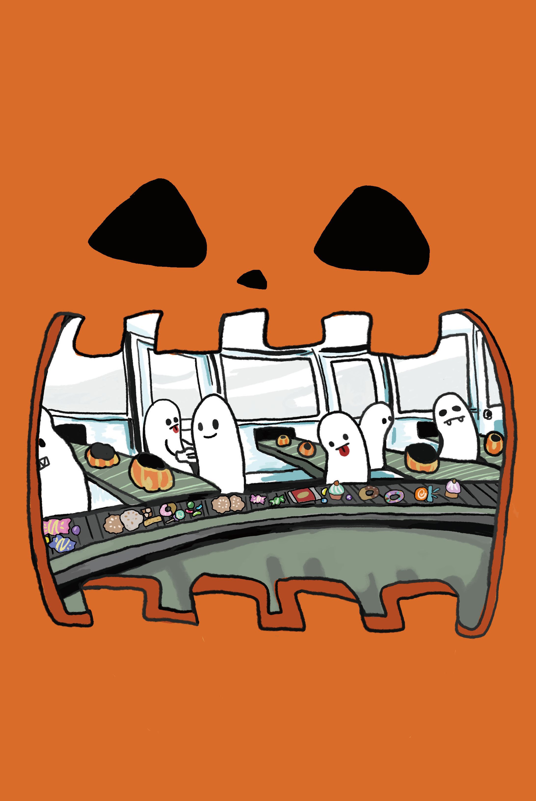 ハロウィンのポストカード-1