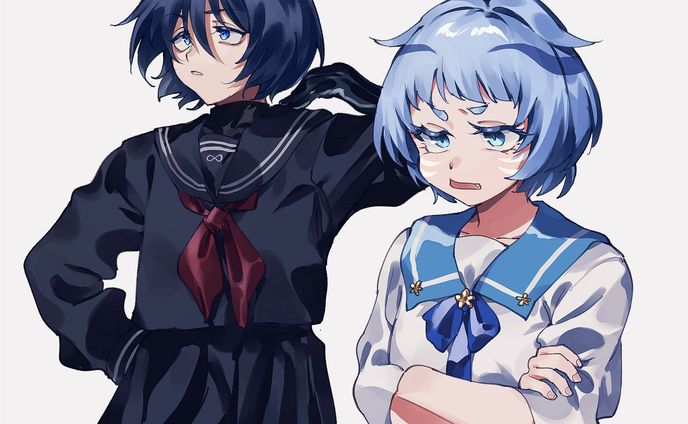 Decarabia & Baihu wearing a sailor suit/Megido72