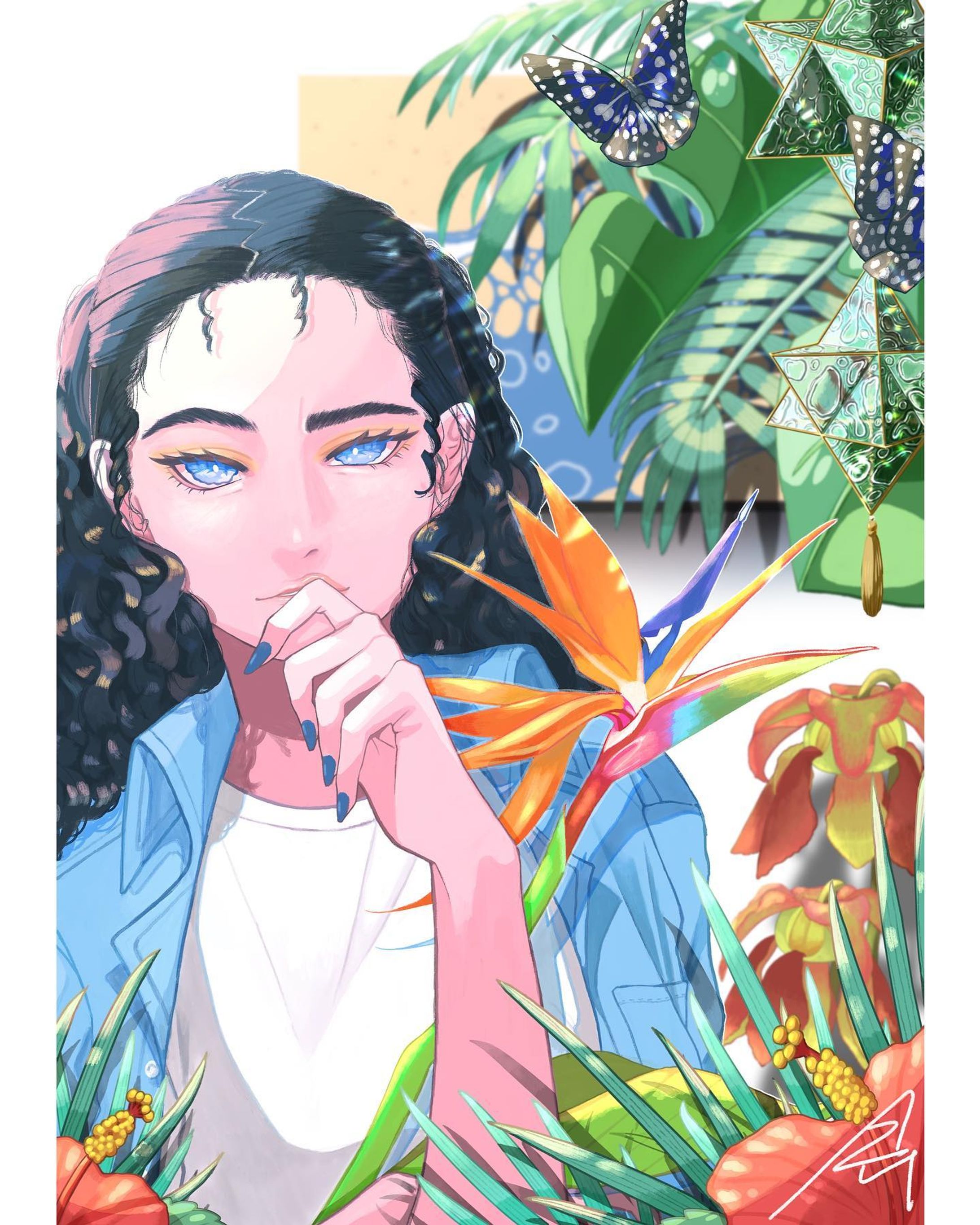 先日開催されたGalleryIYN様【Beautiful 2展】にて展示いたしましたイラストです。

タイトルは【極楽鳥花と】

テーマが各々の美しさでしたので、自身の心が躍る極楽鳥花を中心とした熱帯植物他と少女を描きました。
細い所まで描いてますので是非じっくりと見ていただきたいです🦈🖤🖤

初展示に不慣れな私に対してたくさんサポートしてくださったスタッフの方々、また、展示を楽しみにしてくれていた家族やいつも応援してくださる皆様に感謝いたします。
こういった機会がまたいただけるように頑張って参ります。

#オリジナル #オリジナルイラスト #iyn #デジタルイラスト #クリスタ #展示 #展示作品 #イラスト #イラスト好きな人と繋がりたい #illustration #illust #digitalart #digitalillustration #art #instaart #clipstudiopaint #clipstudio #girl #cute #tropicalplants #exhibitionillustration #artwork #birdofparadise #極楽鳥花 #ストレイチア #butterflies #glass-1