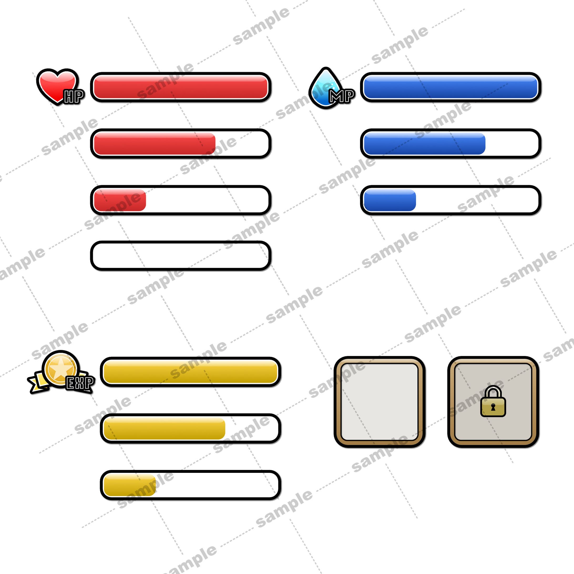 ゲームステータスバー・青い矢印-1