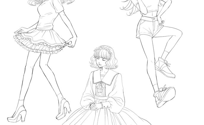 【線画】全身