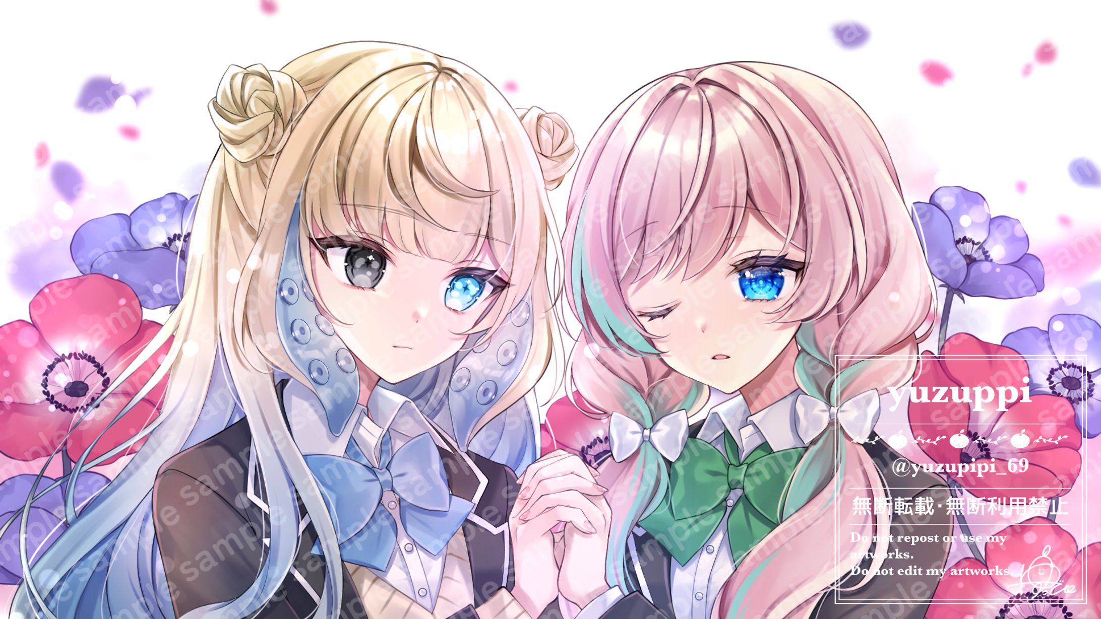 【ご依頼】月背セレス様、黒百合ももね様/歌ってみたMV用イラスト-1