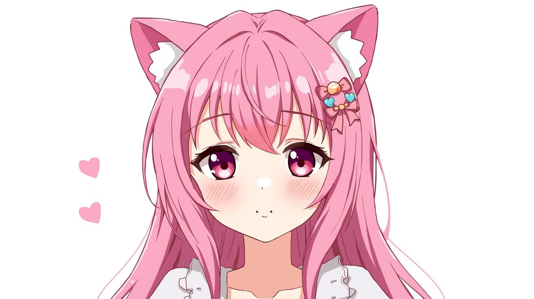 ピンク髪で猫耳の生えた女の子-1