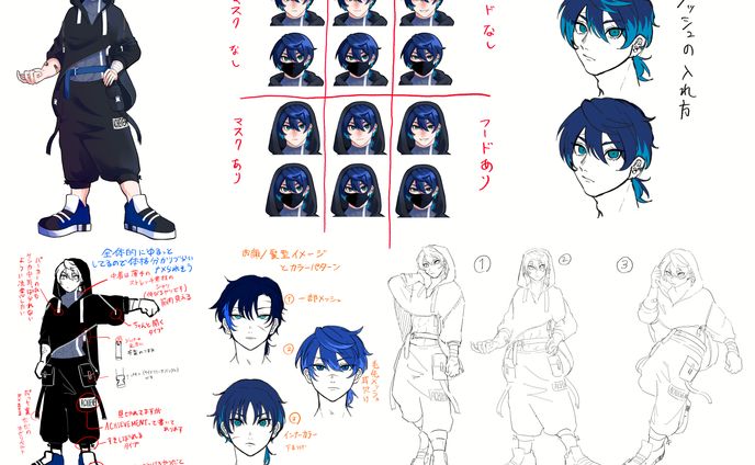 制作過程、キャラクターデザイン案など