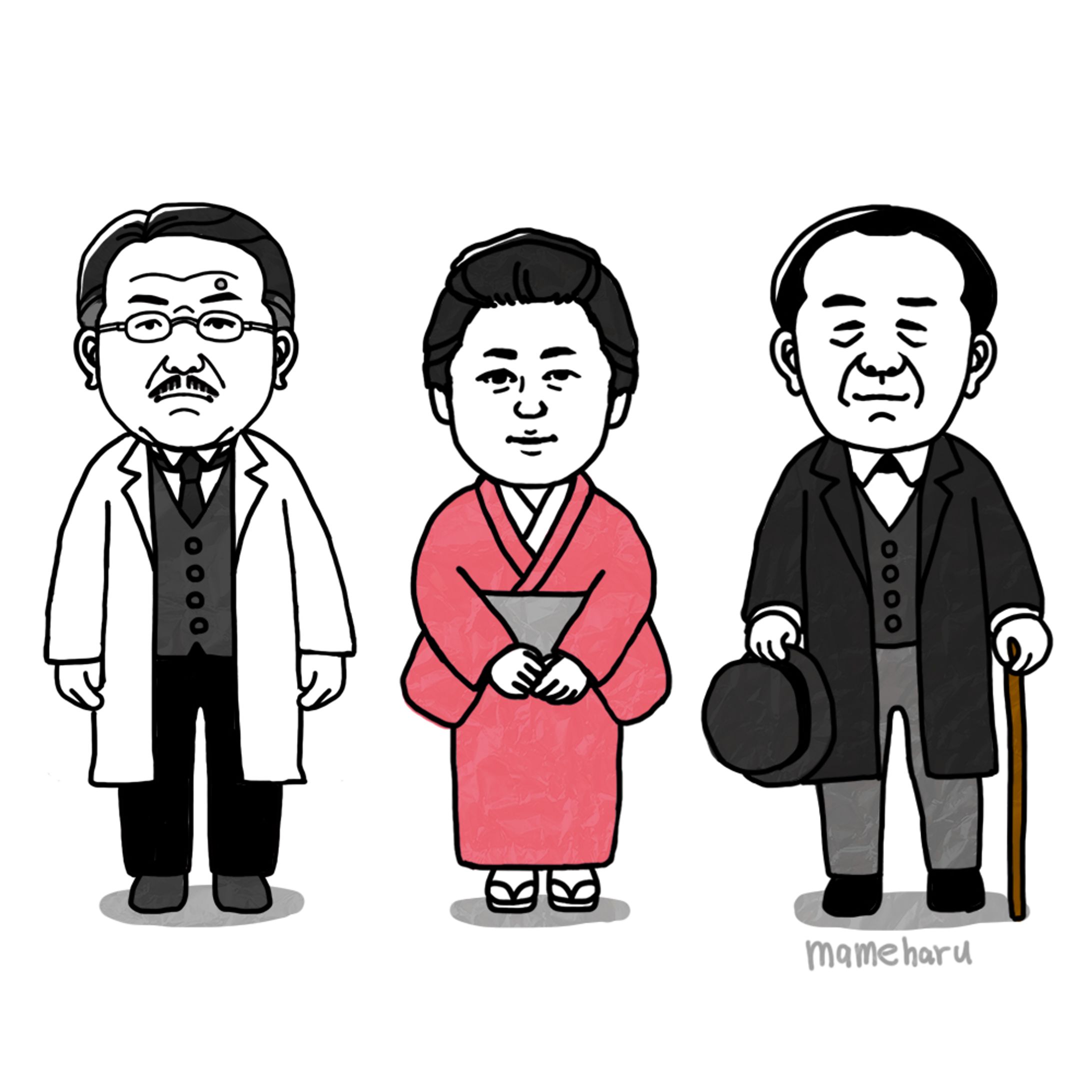 ３頭身のシンプルな似顔絵イラスト-1