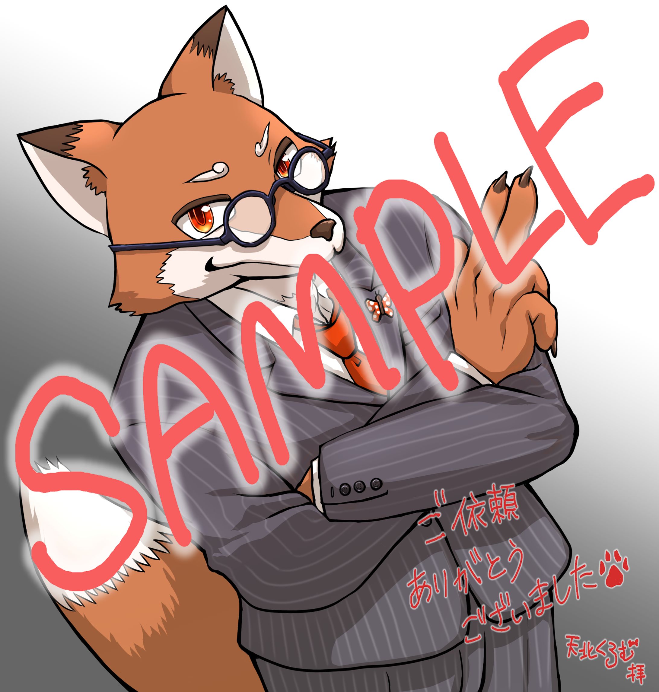 【依頼実績】あそらかける様より　狐系獣人全身立ち絵＋バストアップ-1