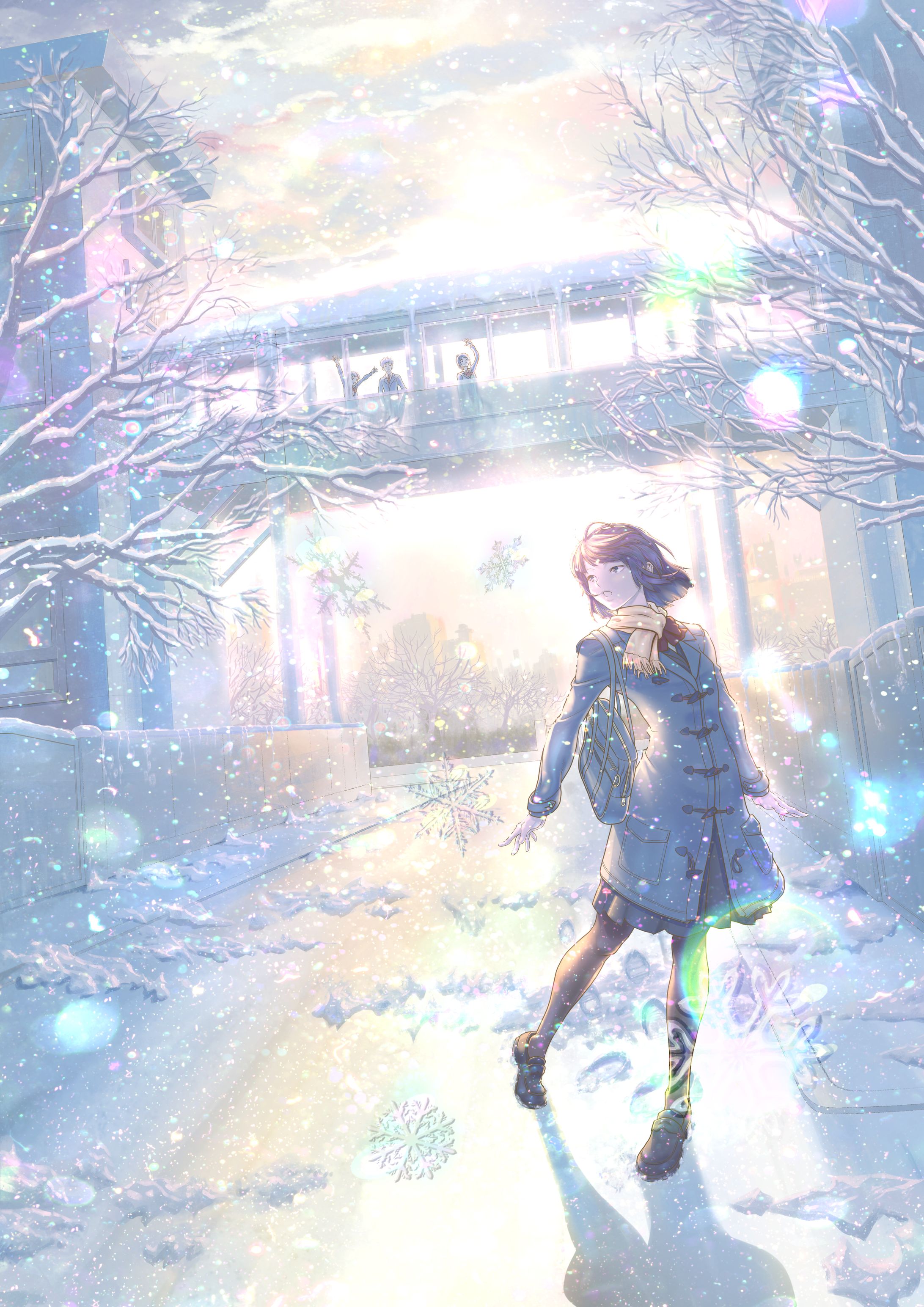 教材の装画向け「下校時の風花（かざはな）」-1