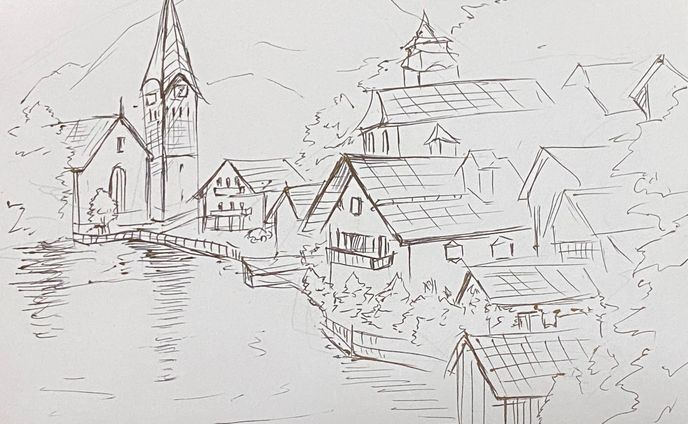 15分で描くボールペン背景画
