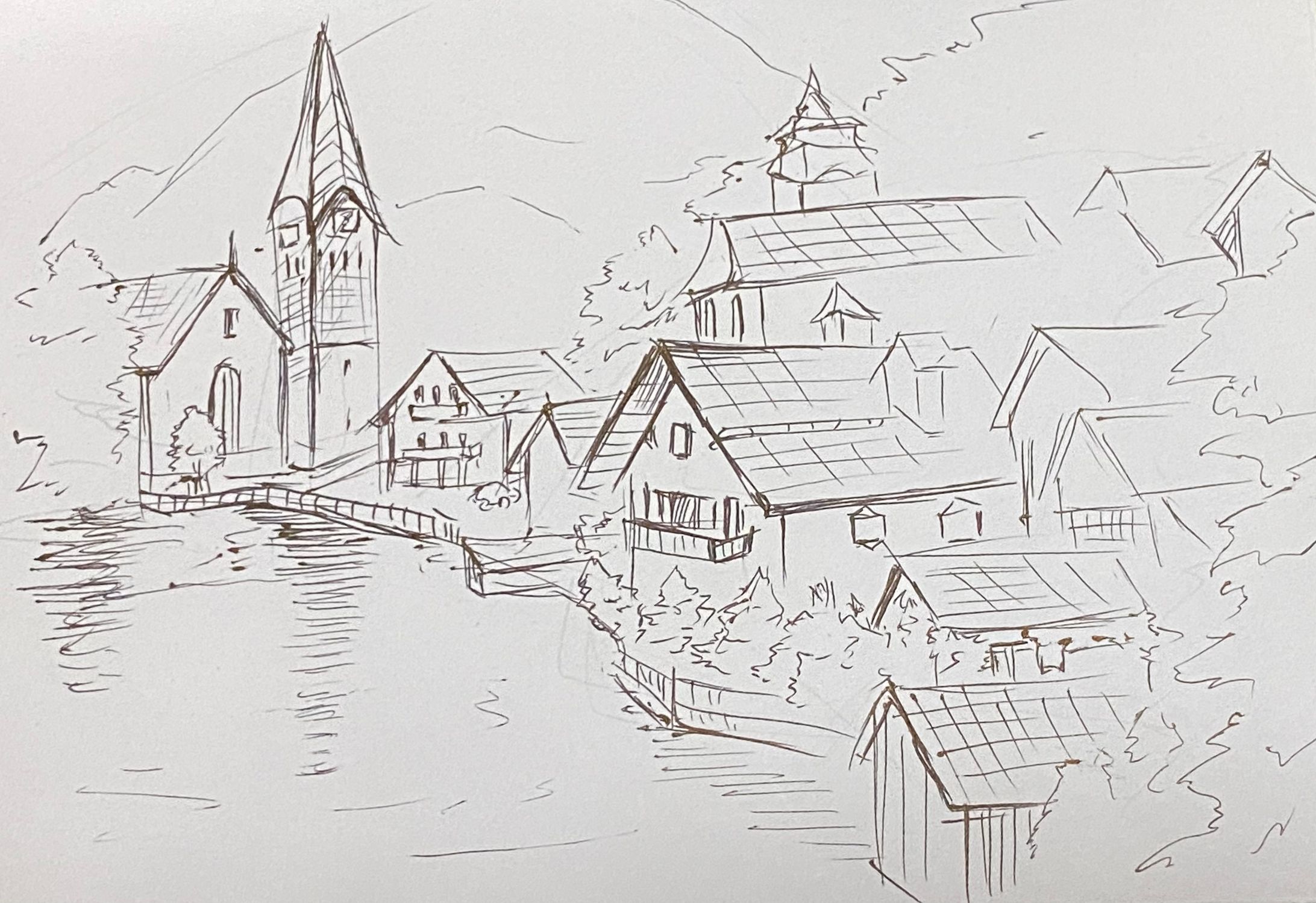 15分で描くボールペン背景画-1