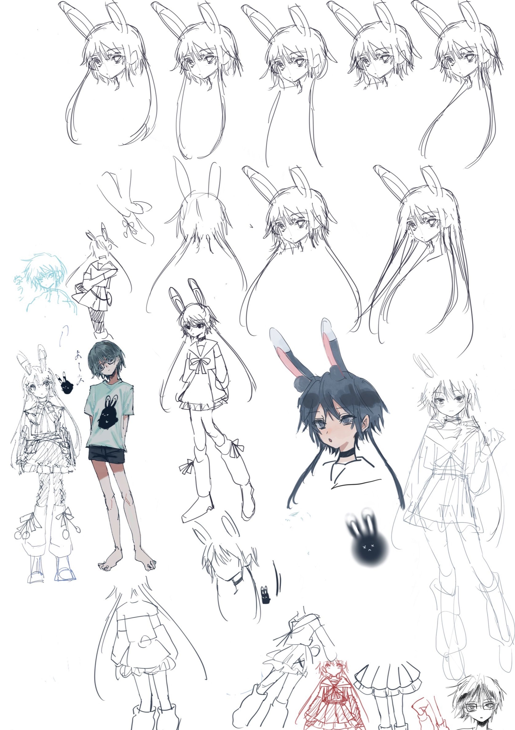 オリジナル Vtuber風立ち絵+ラフ案