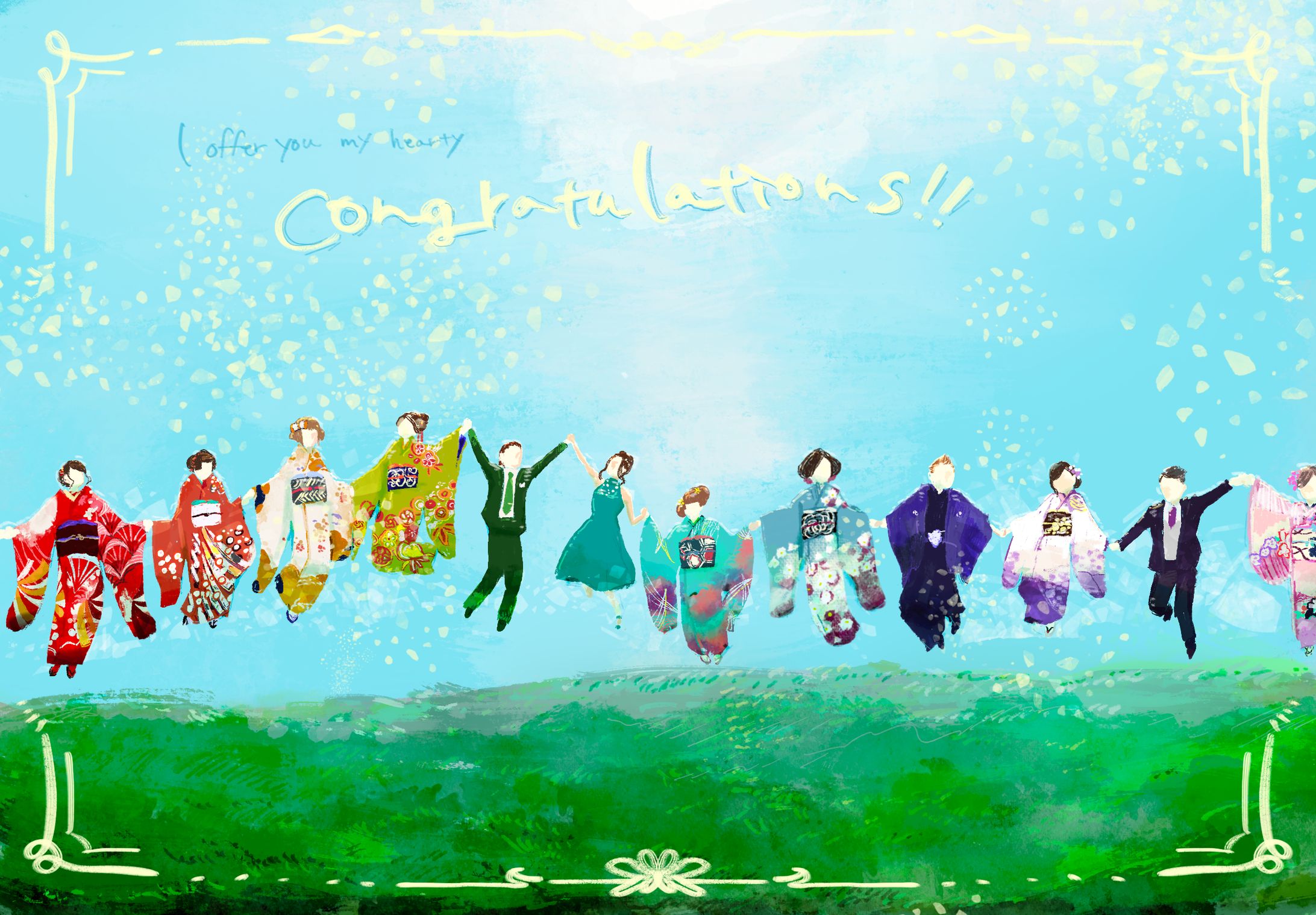 成人　お祝いイラスト-1