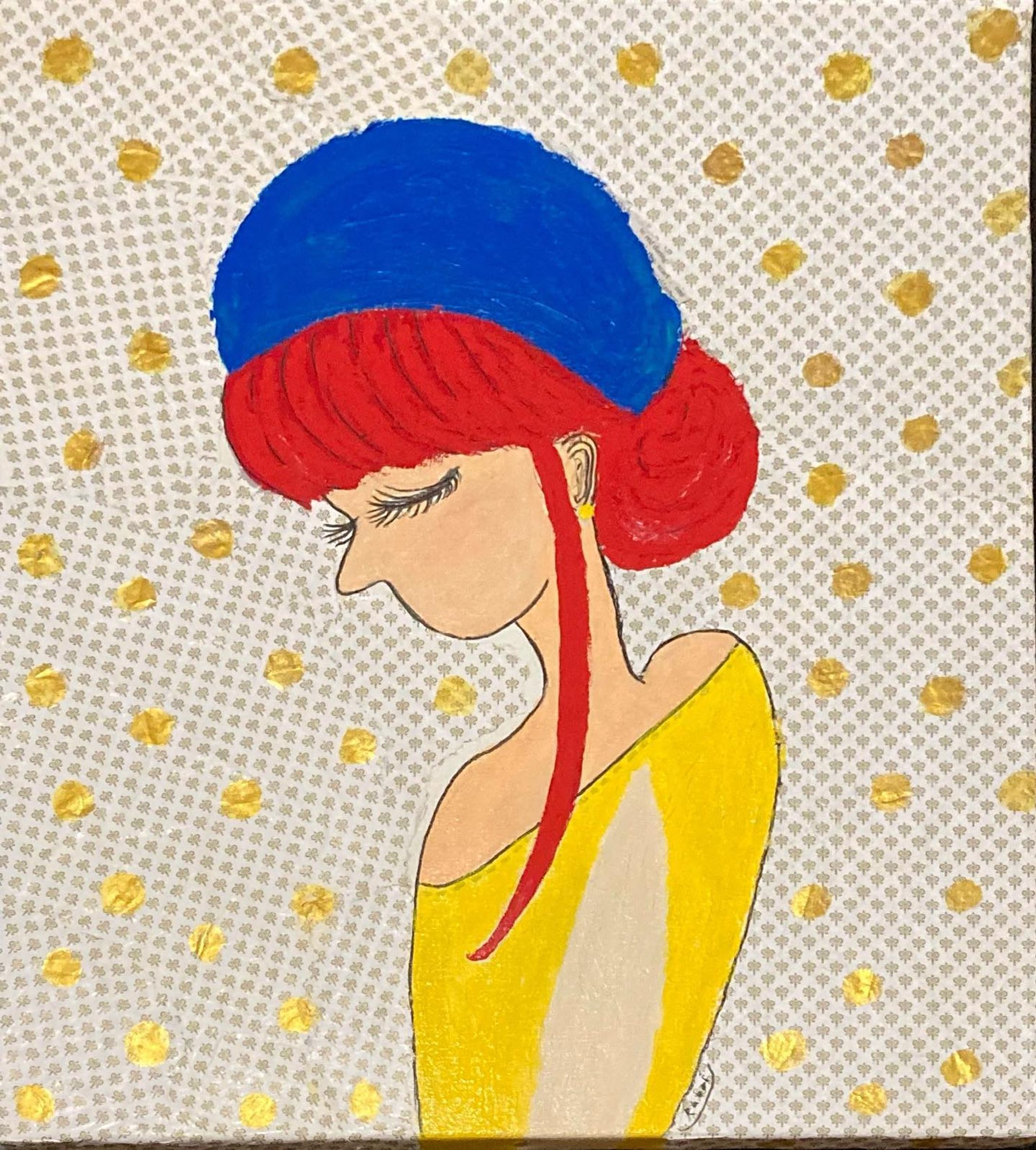 A girl in blue beret〜yellow(2022)-1