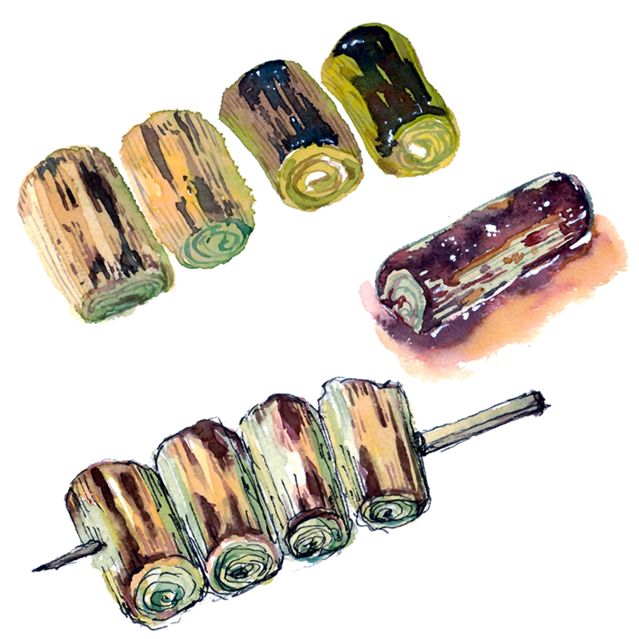 美味しいイラスト　葱串焼き-1