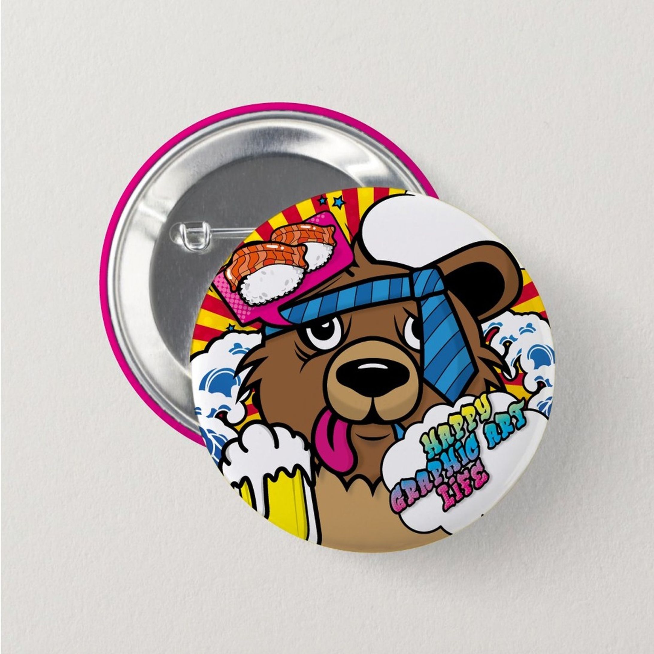 title：drunk bear(缶バッジ)
発注かけたので、到着したら販売します。
※デザインはイメージです。
#ポップアート #popart #イラスト #art #アート #illustration #デザイン #design #artwork #デジタルアート #digitalart
#illust #graphicdesign #modernart #streetart #缶バッジ #缶バッジデザイン #cabadge #cabadgedesign-1