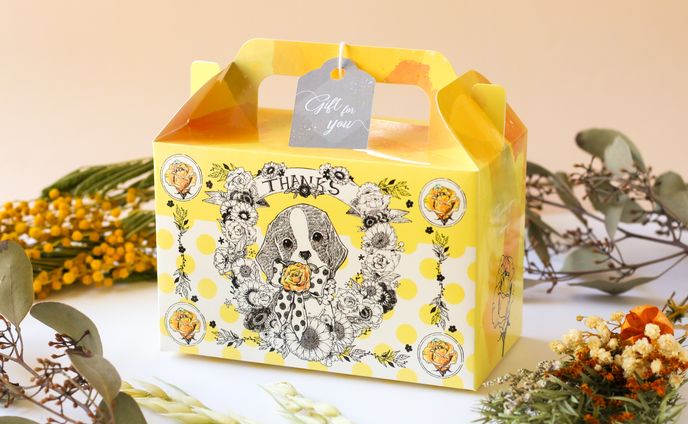 Yellow rose & Dog - gift box
