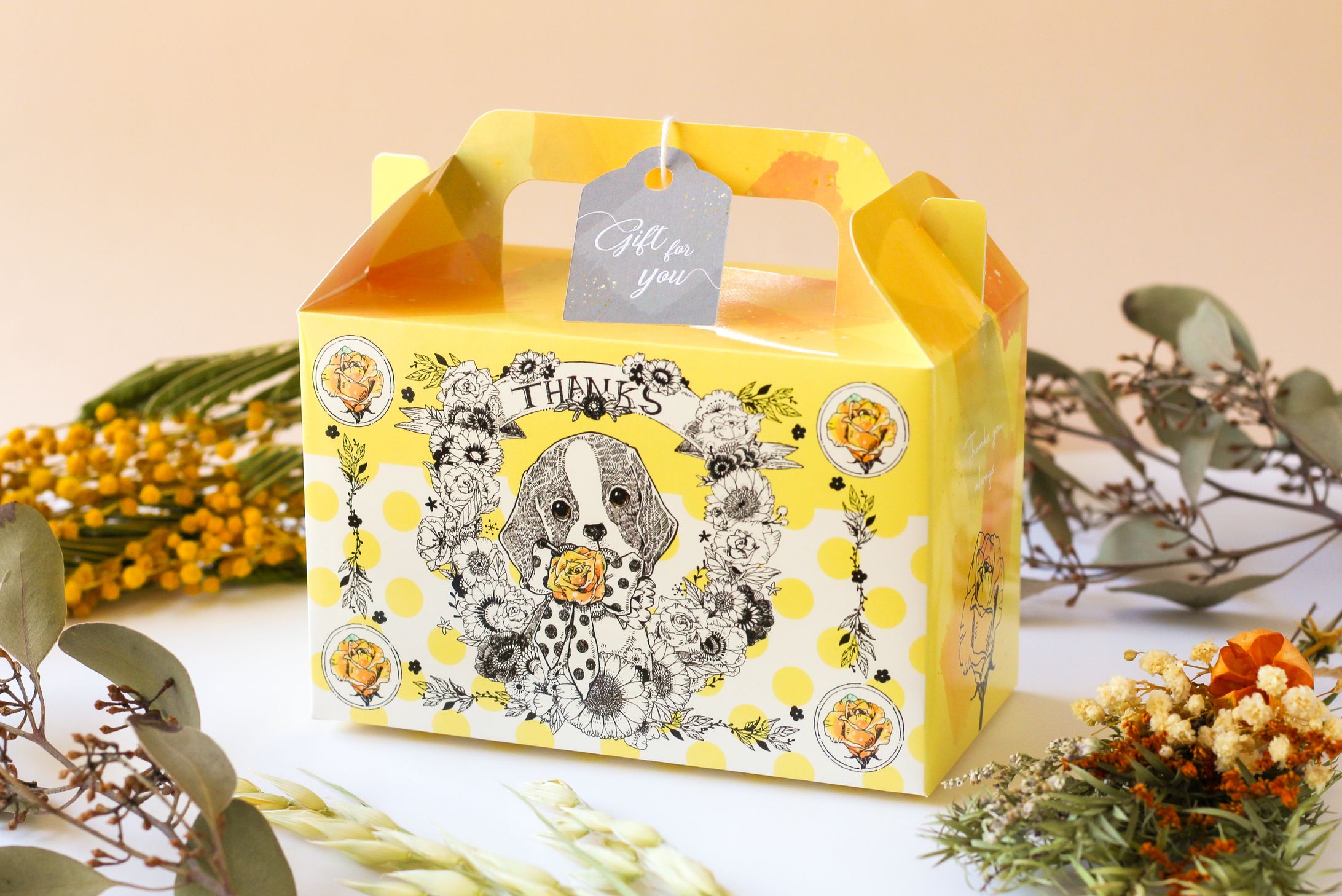 Yellow rose & Dog - gift box-1