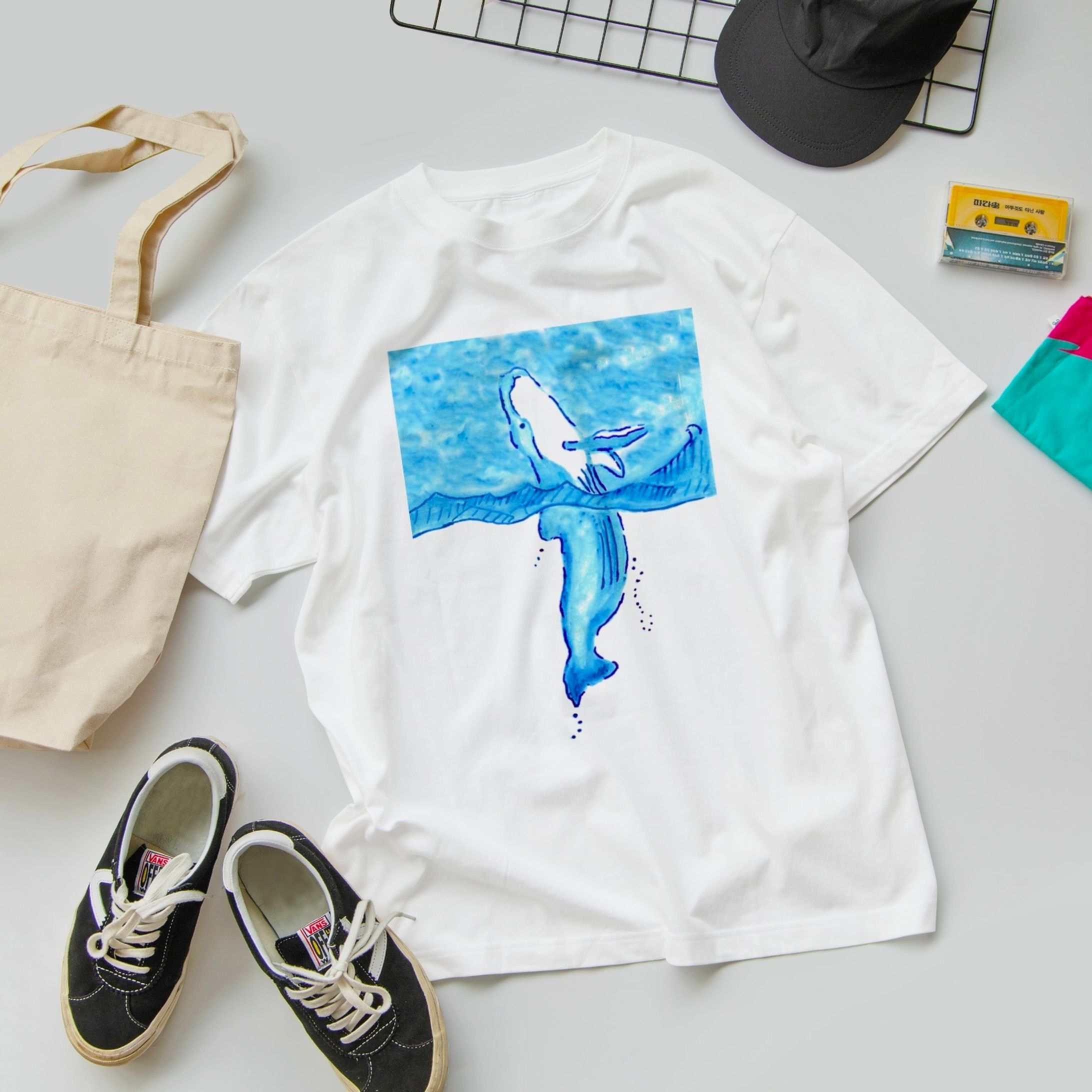 空を飛びたいクジラ　T-シャツ-1