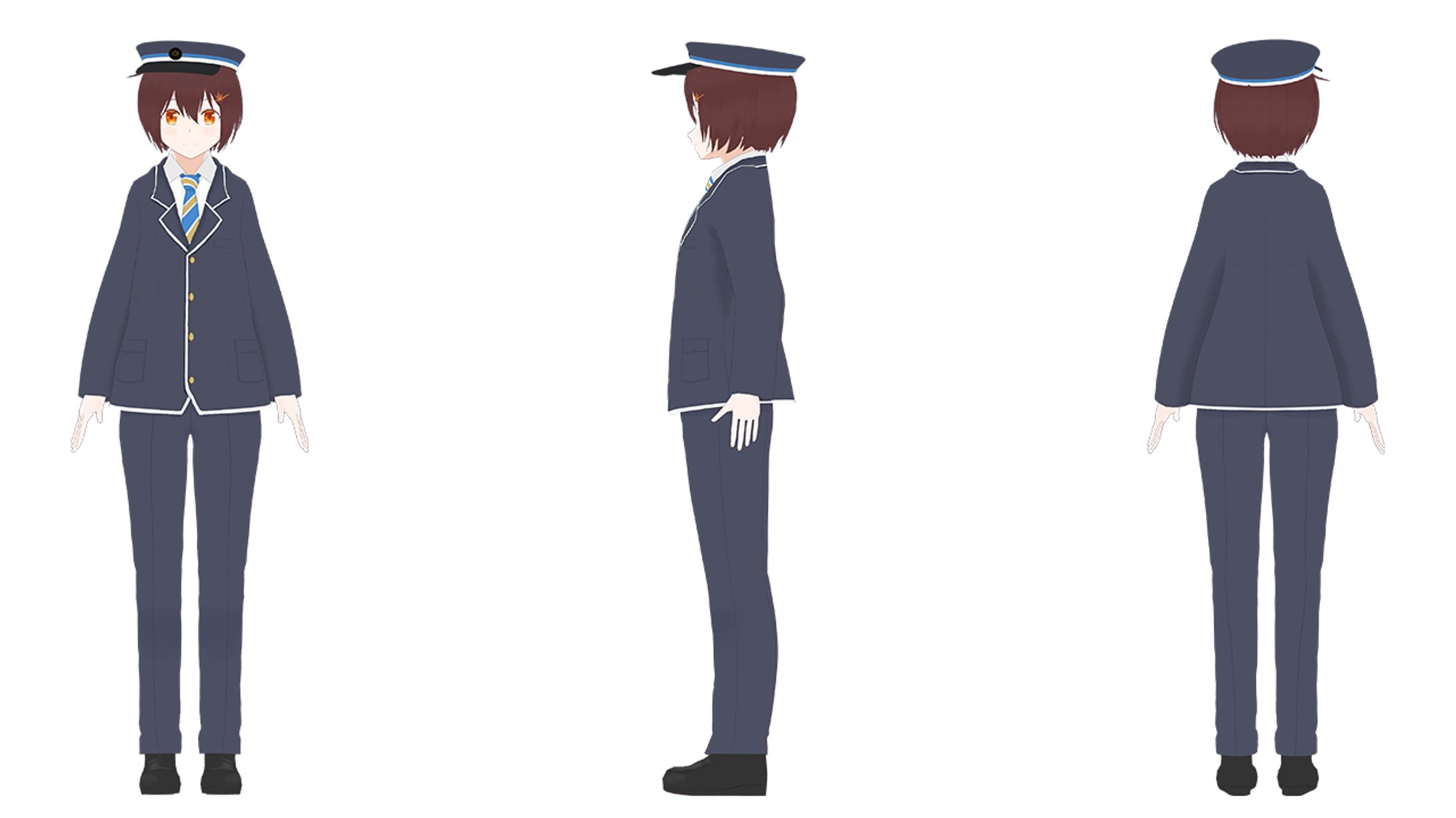 常陸秋子様 制服 3Dモデル-1