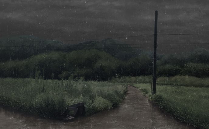 背景差分 田舎道 大雨